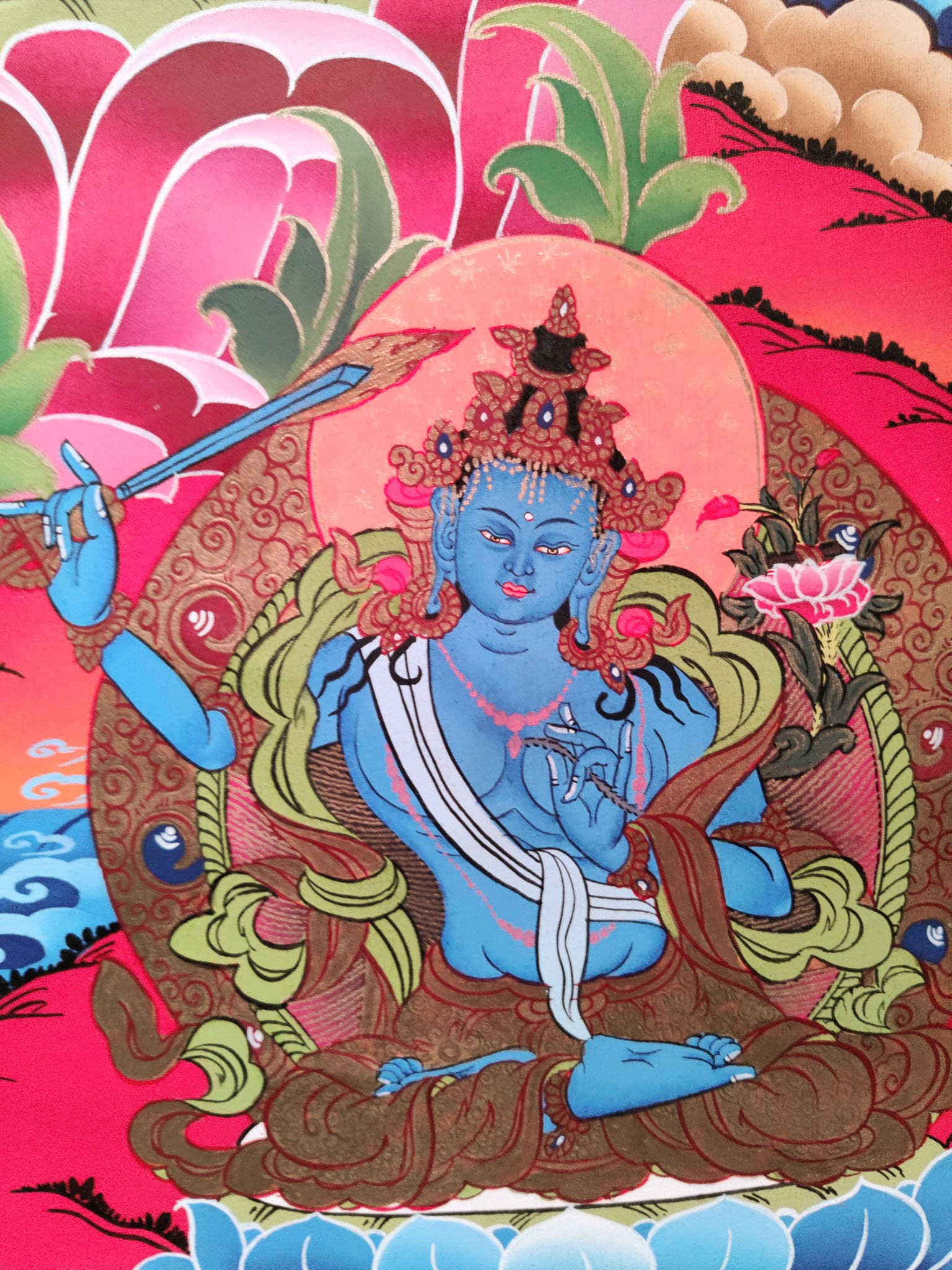 5 Manjushri Thangka Paintings - Lucky Thanka