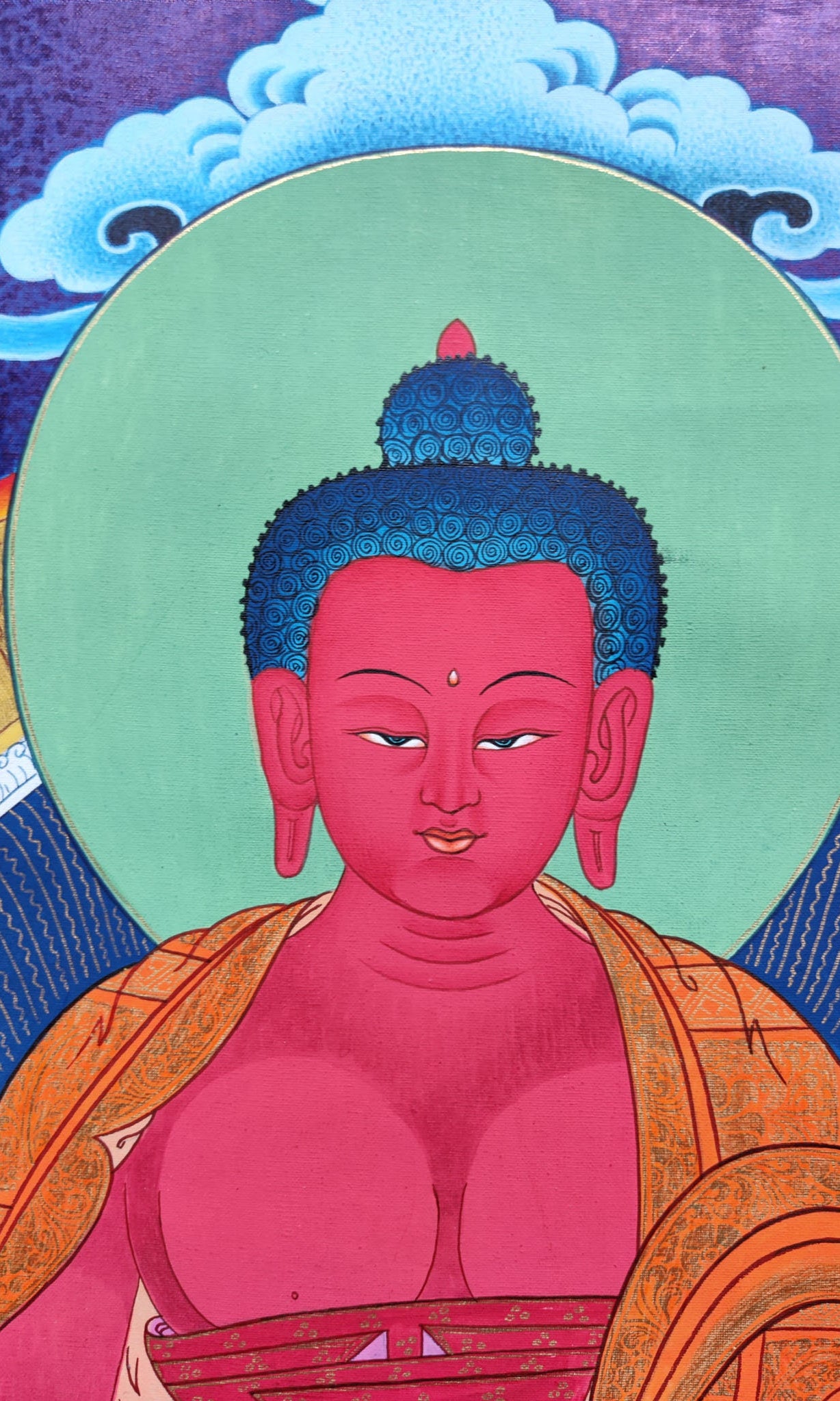 Red Amitabha Buddha - Lucky Thanka