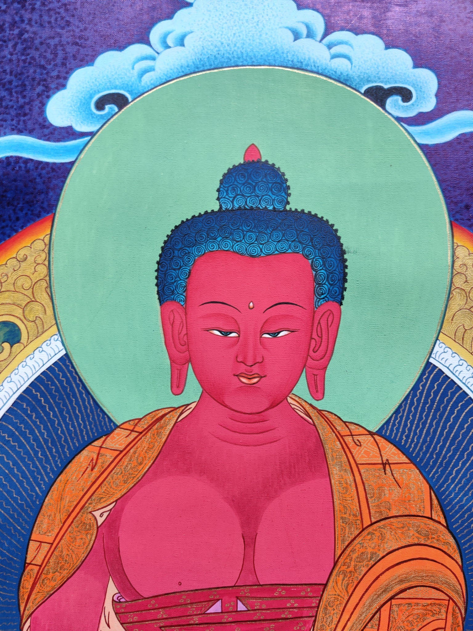 Red Amitabha Buddha - Lucky Thanka