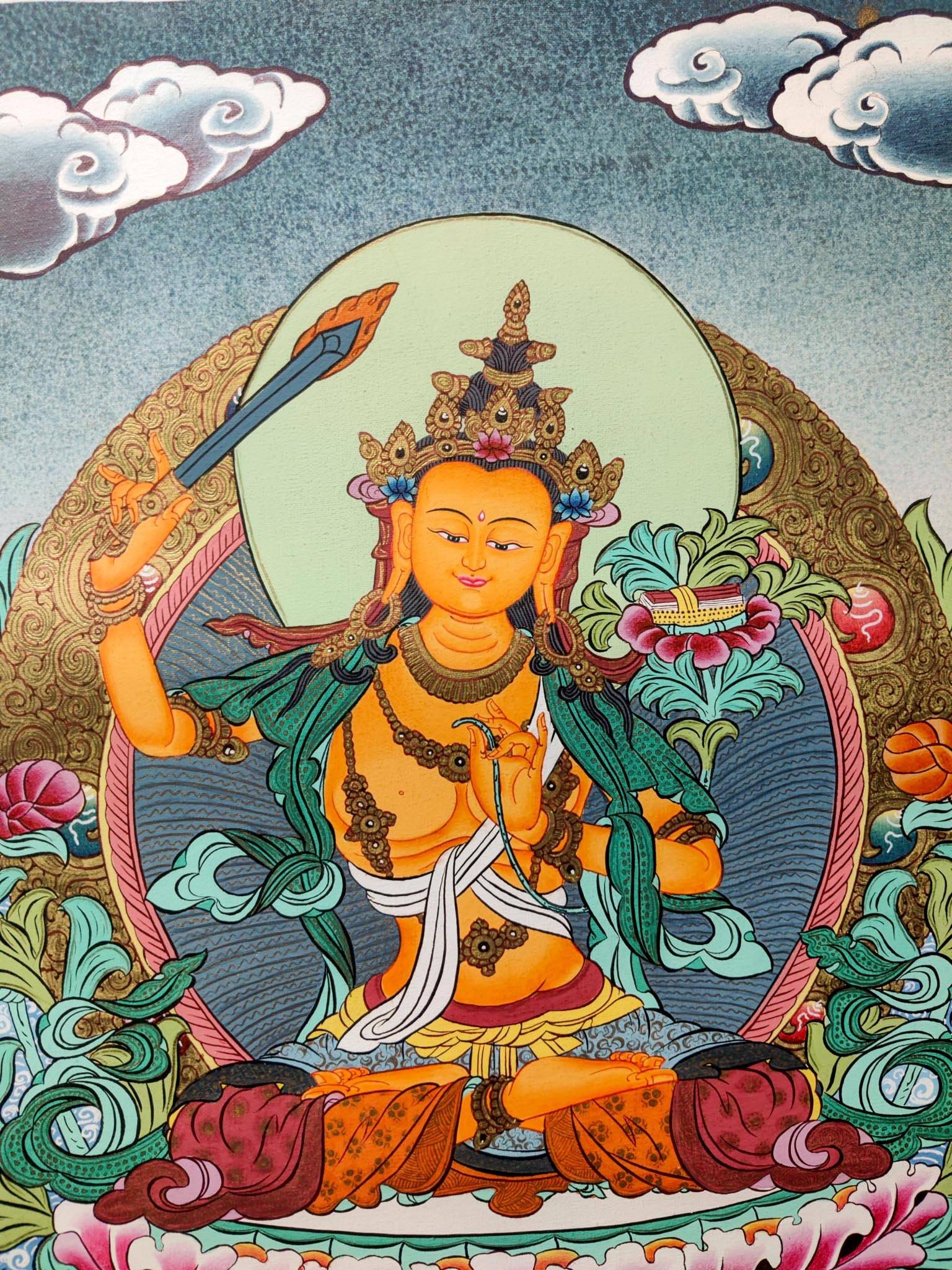 Manjushri Tibetan Thangka - Lucky Thanka