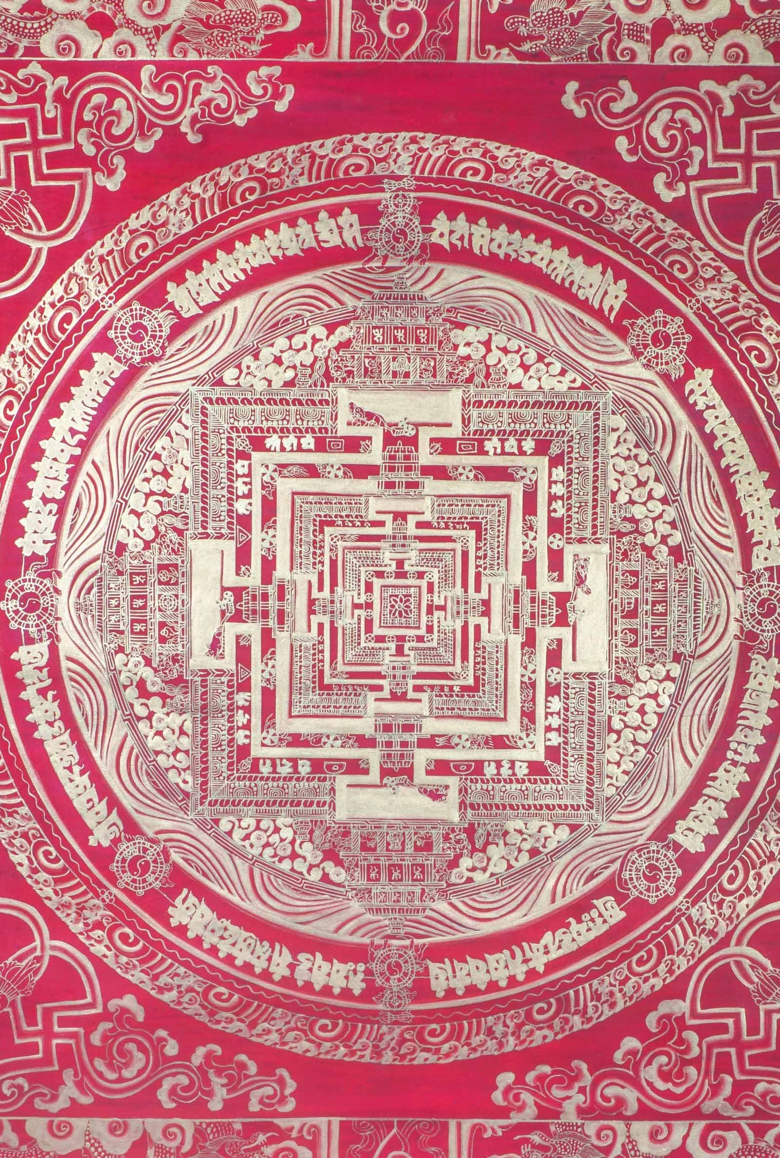 Red & Gold Kalchakra Mandala - Lucky Thanka