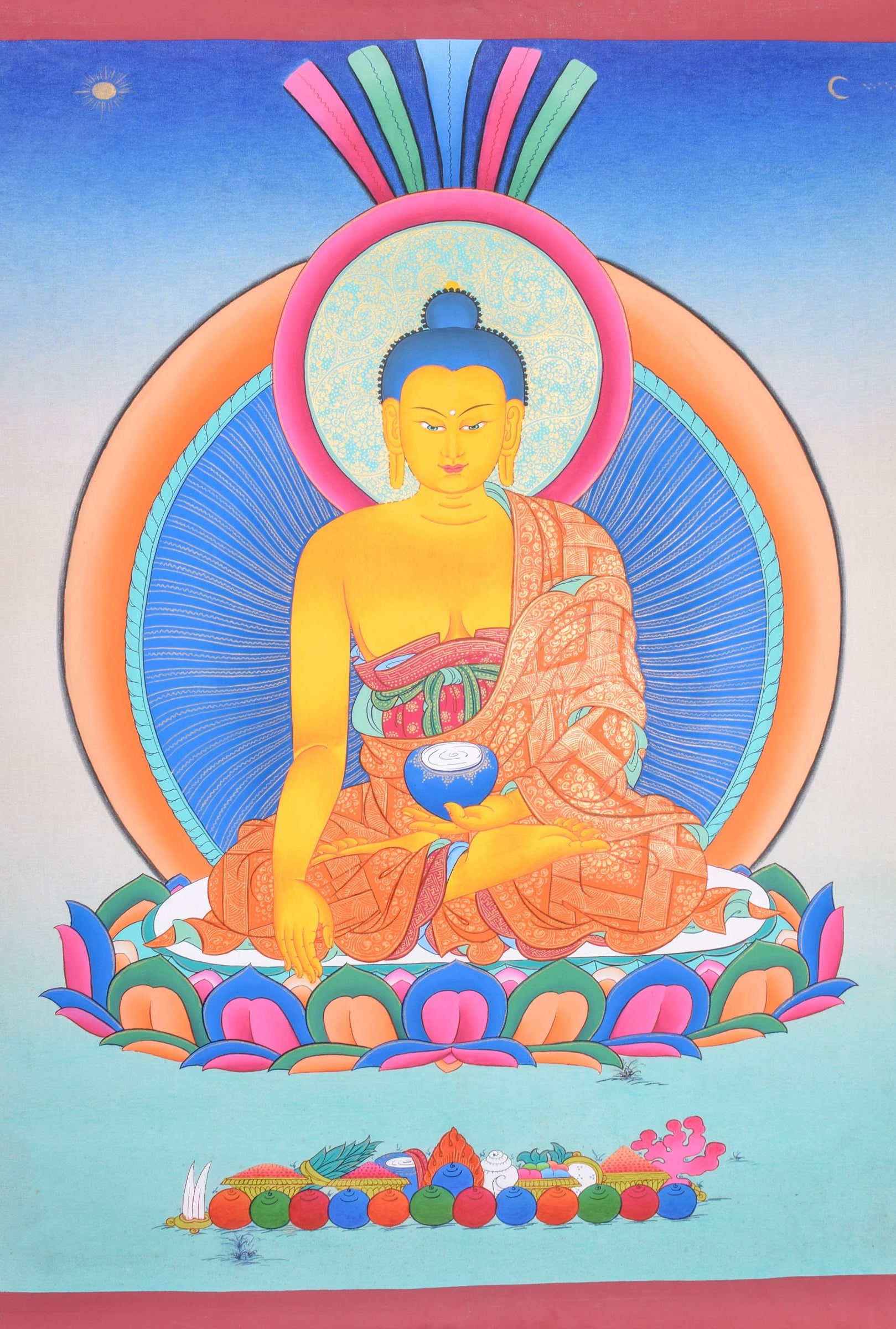 Tibetan art of  Shakyamuni Buddha - Lucky Thanka