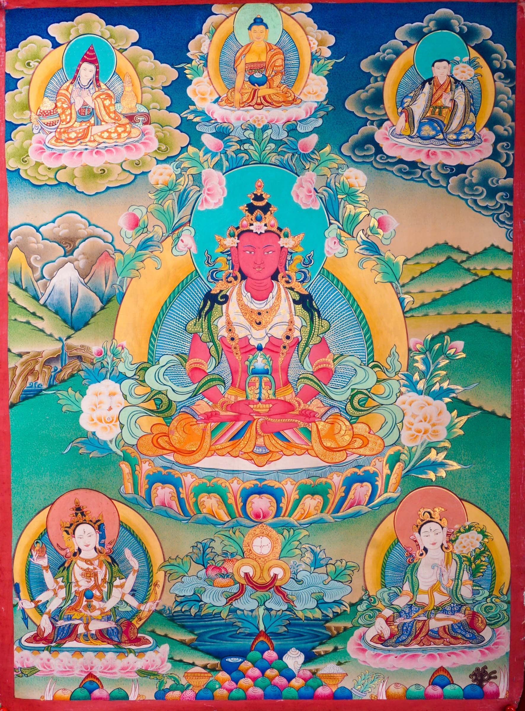 Western Pure Land of Amitayus Buddha - Lucky Thanka