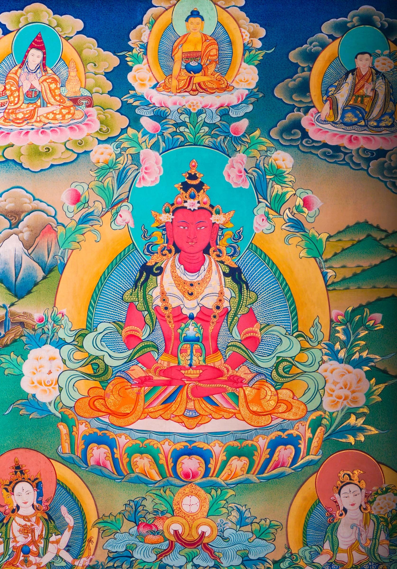 Western Pure Land of Amitayus Buddha - Lucky Thanka