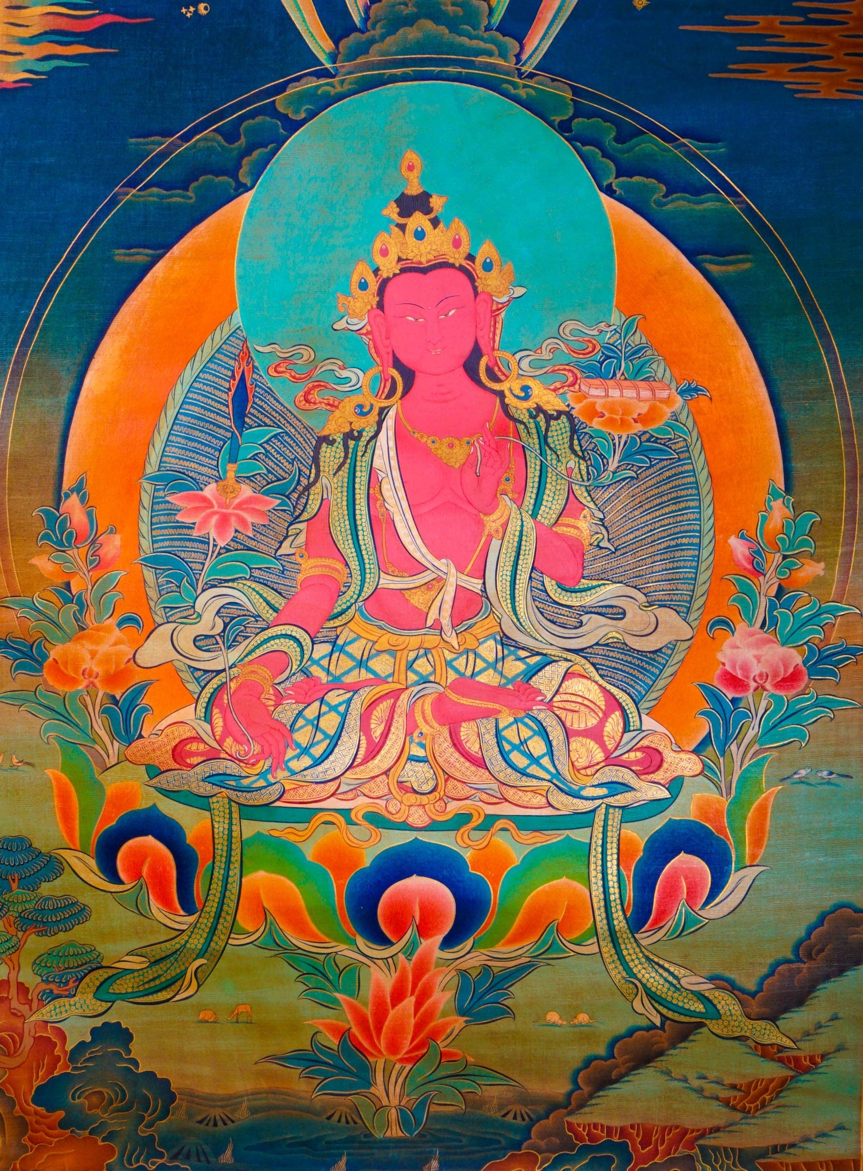 Red Manjushri - Lucky Thanka