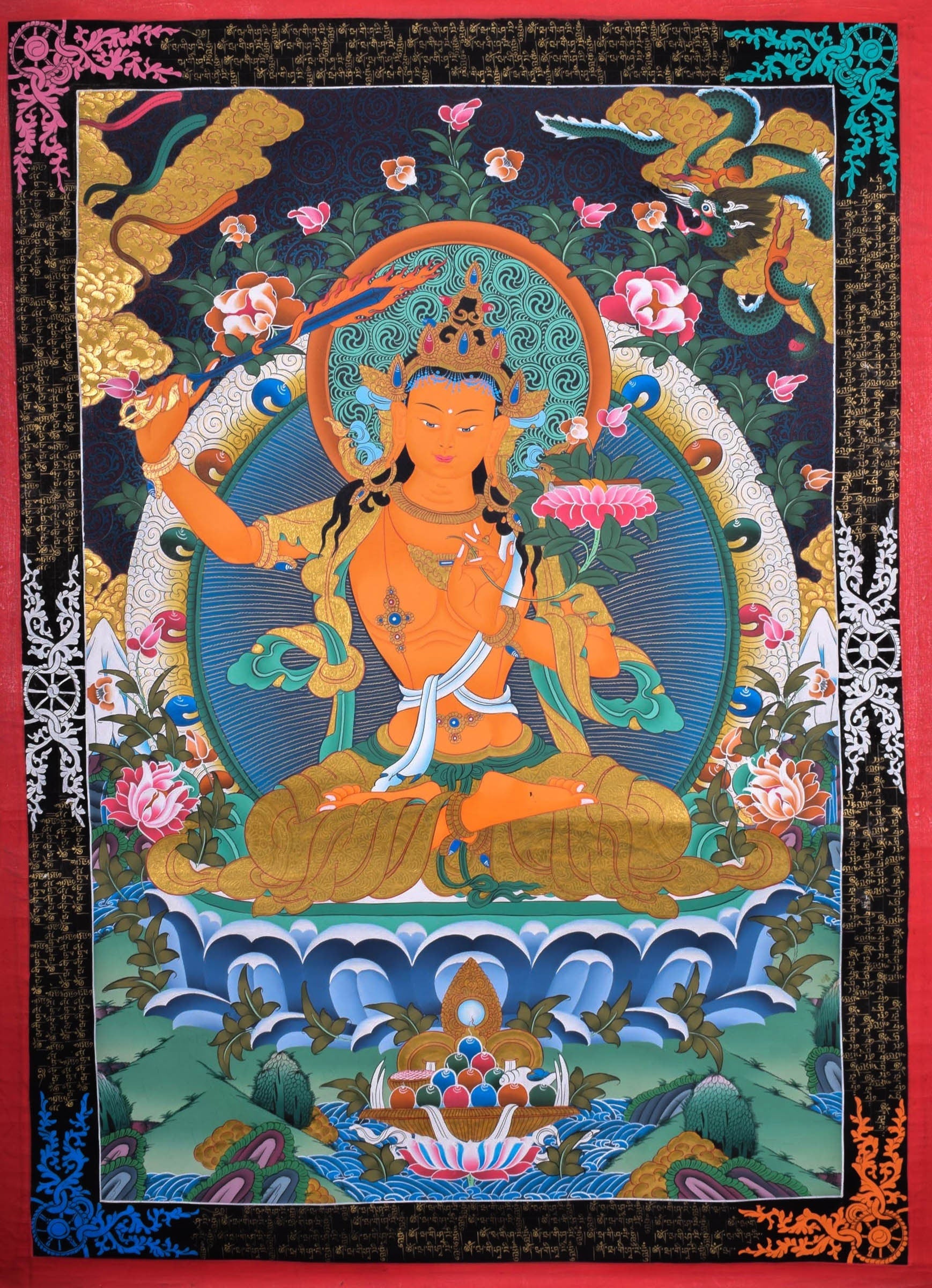 Manjushri Thangka Painting - Lucky Thanka