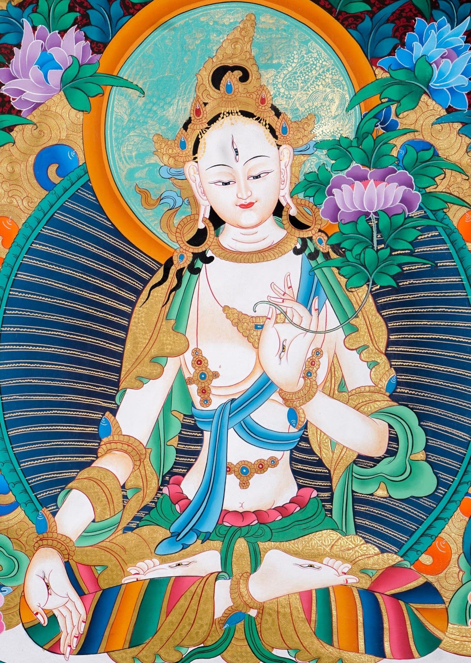 White Tara Thangka Painting - Lucky Thanka