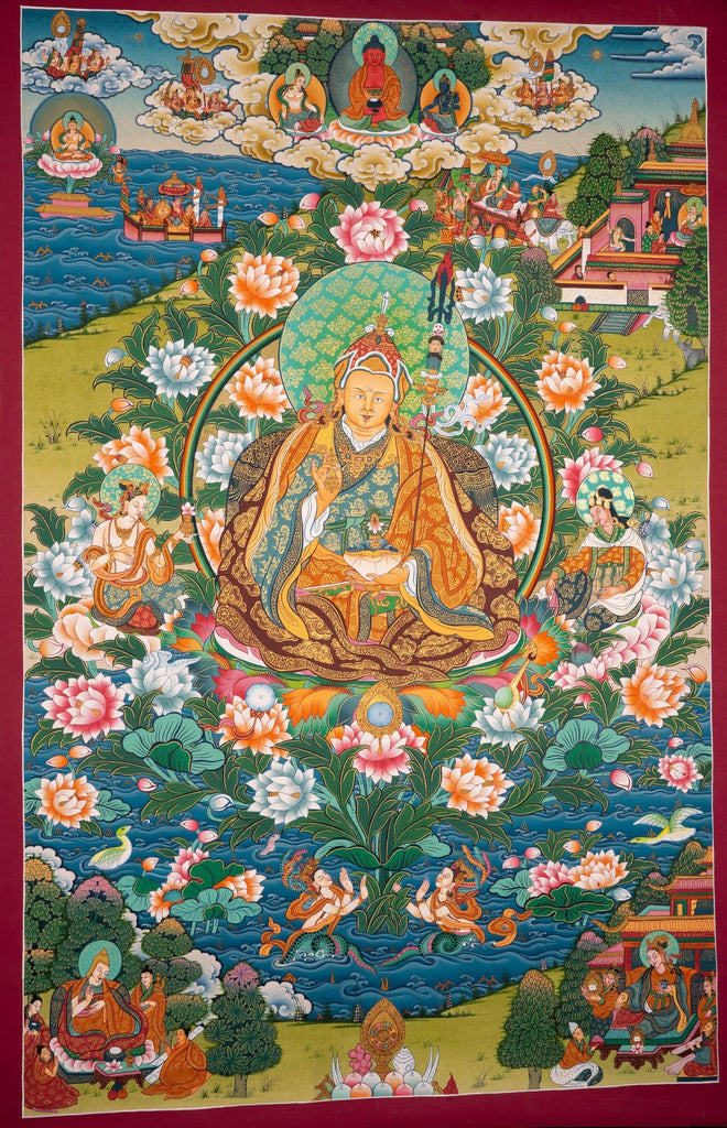 Guru Rinpoche  Thangka Painting from Nepal - Lucky Thanka