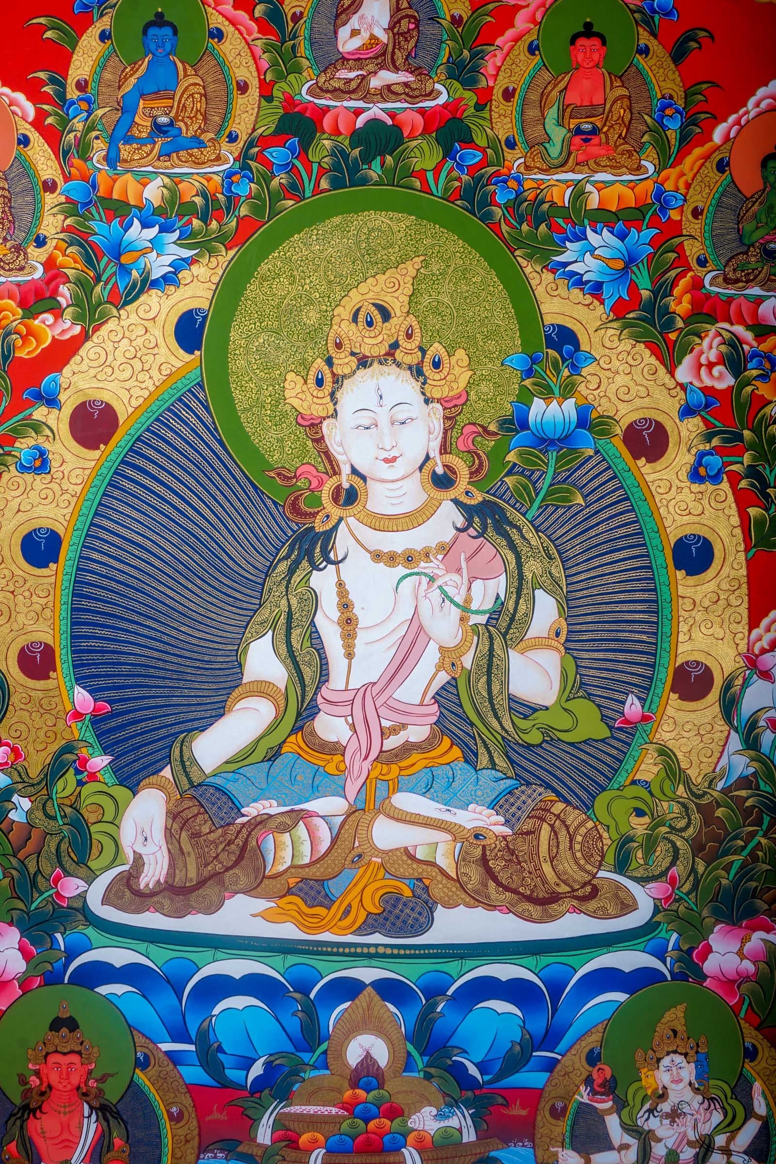White Tara Tibetan Thangka Art - Lucky Thanka