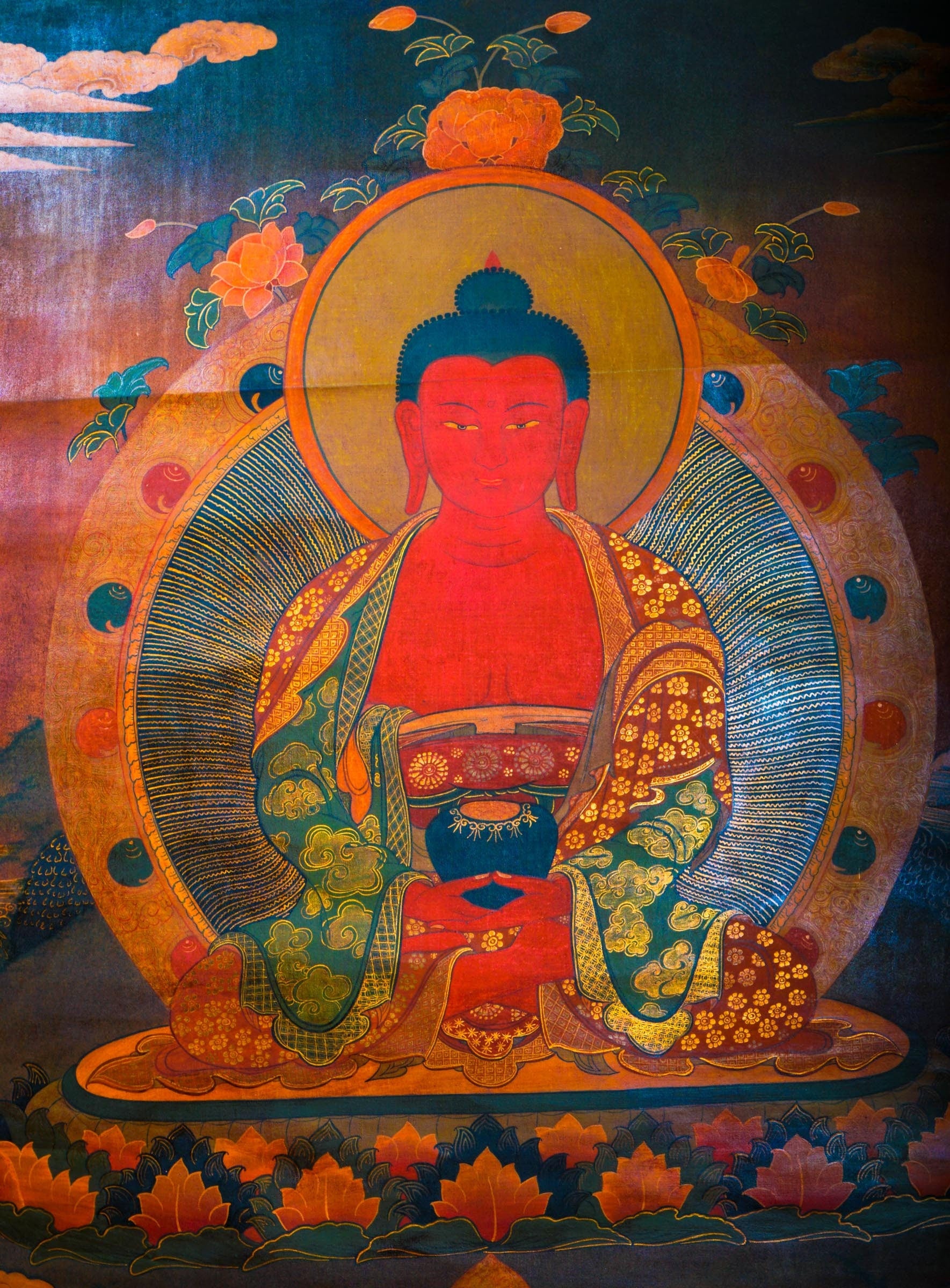 Antique Amitabha Buddha - Lucky Thanka