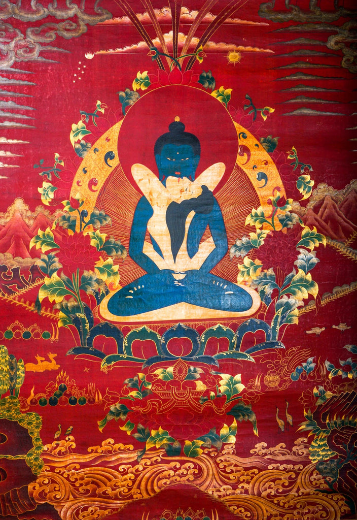 Buddha Shakti Thangka - OLD Antique - Lucky Thanka