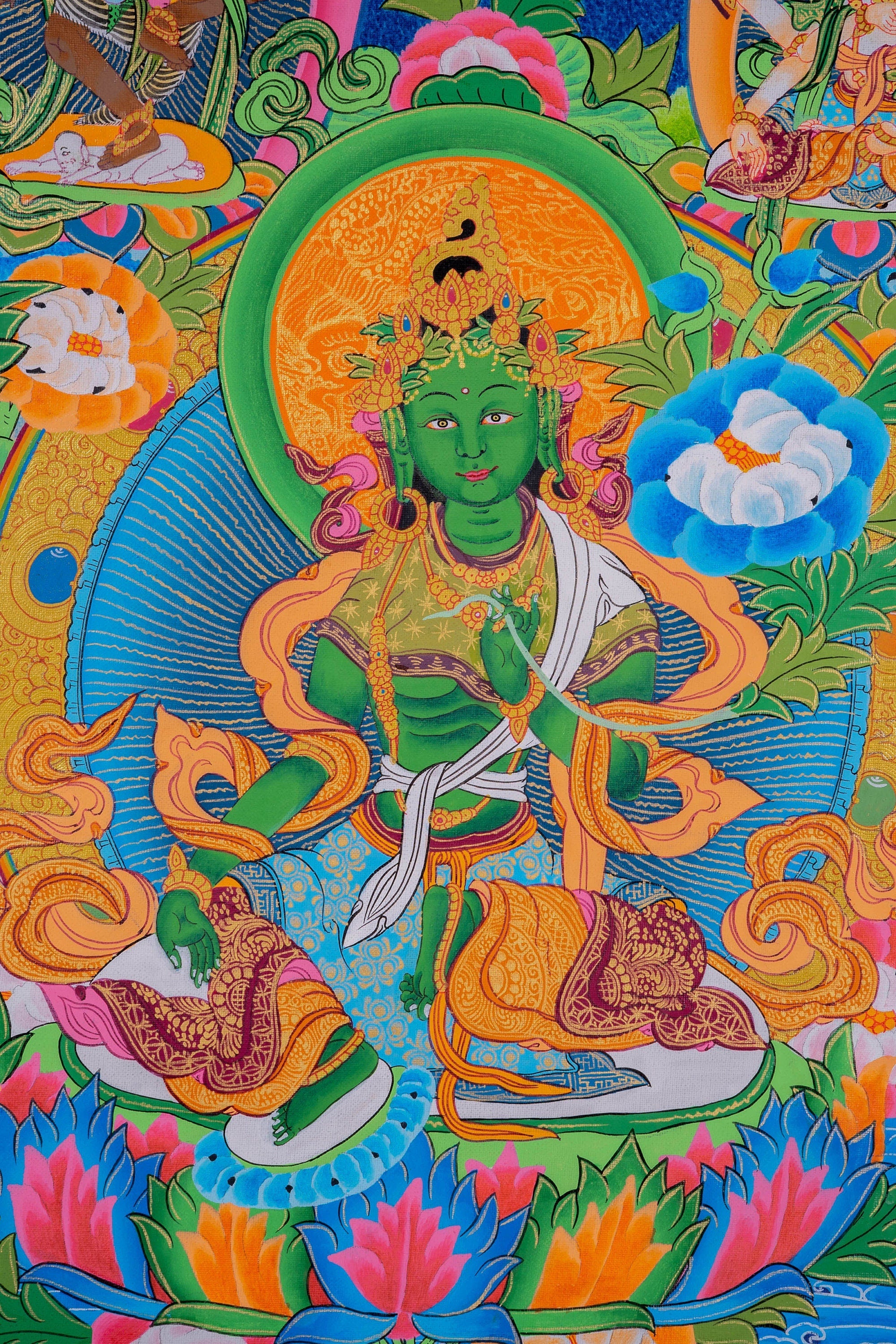 High Quality 21 Green Tara Thangka Painting - Lucky Thanka
