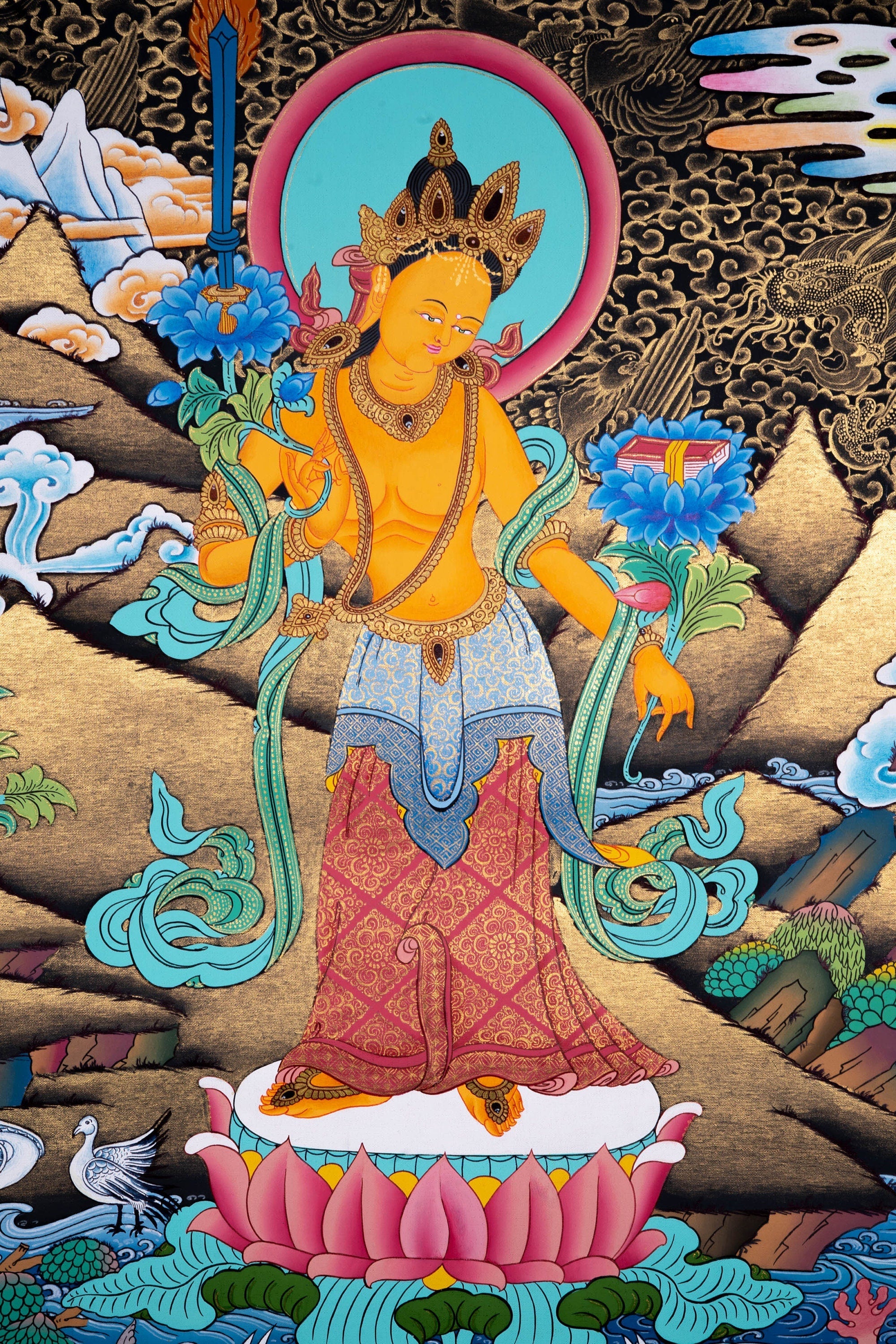 Fine Quality Manjushri Thangka - Lucky Thanka