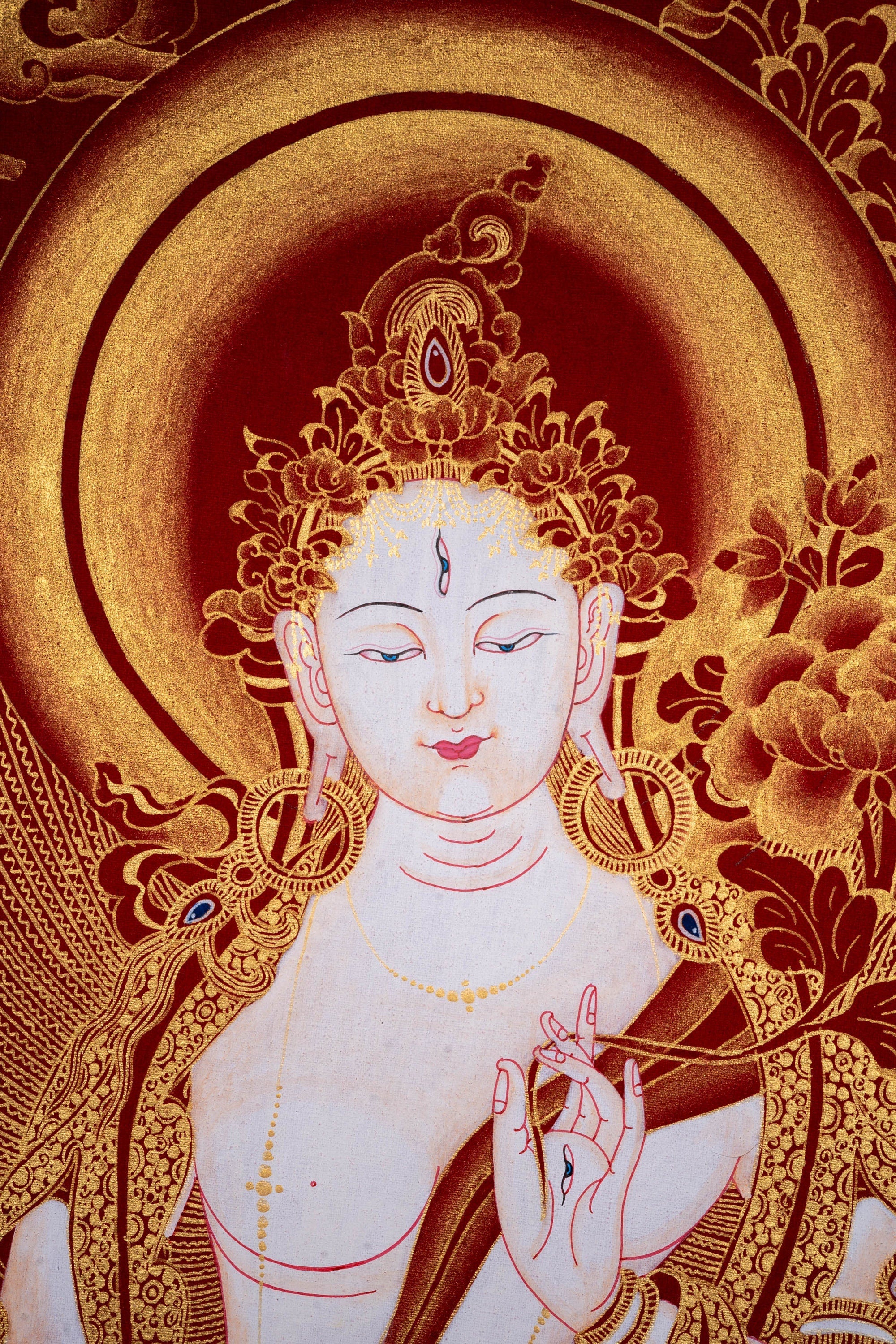 White Tara Thangka Painting Art from Nepal - Lucky Thanka