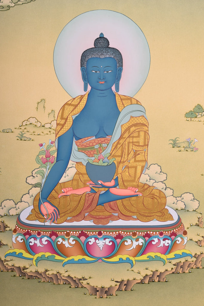 Genuine Tibetan Thangka of Medicine Buddha - Lucky Thanka