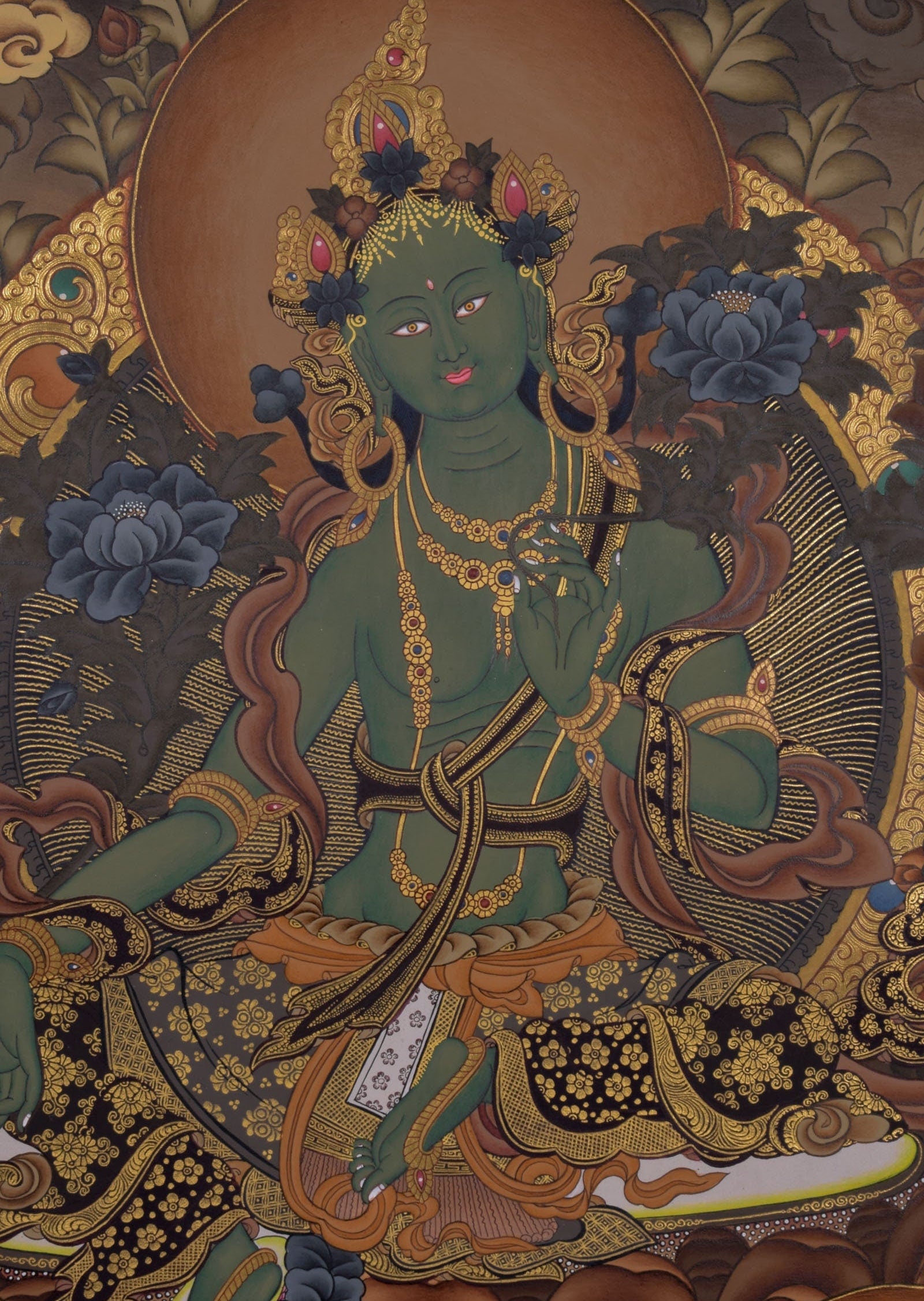 Green Tara Tibetan Thangka - Lucky Thanka