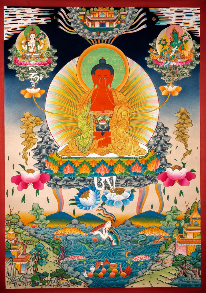 Long Life Amitabha Buddha Thangka - Lucky Thanka