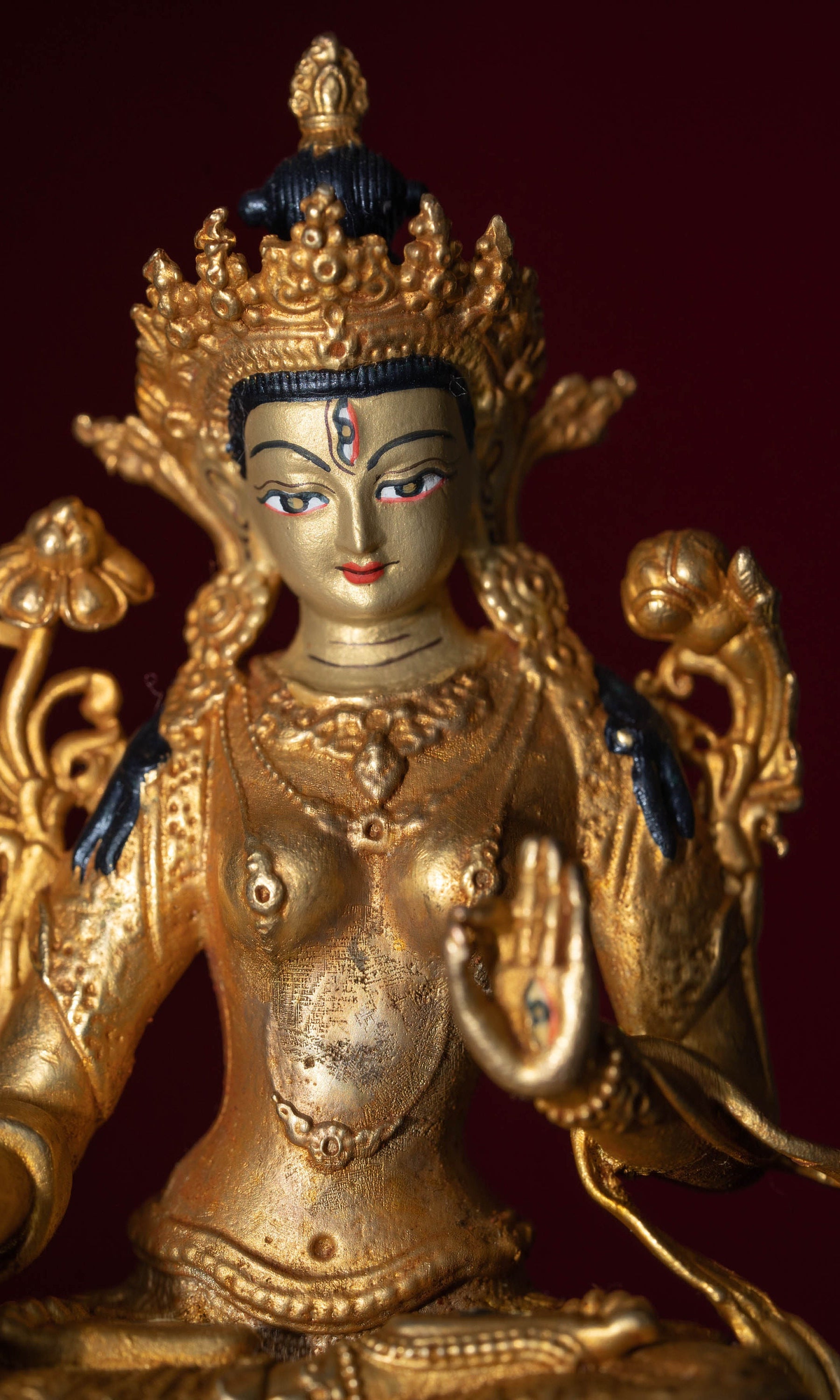 White Tara Gold Plated Statue - Lucky Thanka