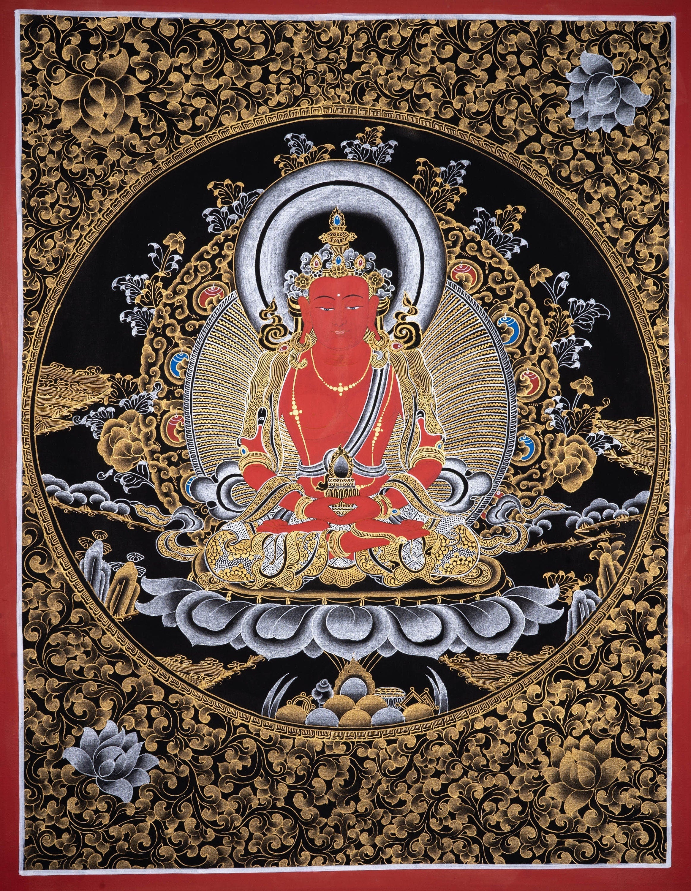 Fine Thangka art -  Amitabha Buddha Painting - Lucky Thanka