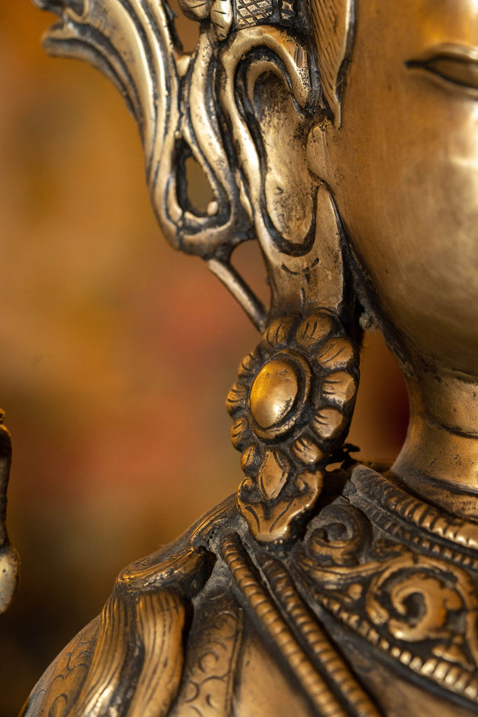 Handcrafted Gold Gilt Manjushri Statue - Lucky Thanka