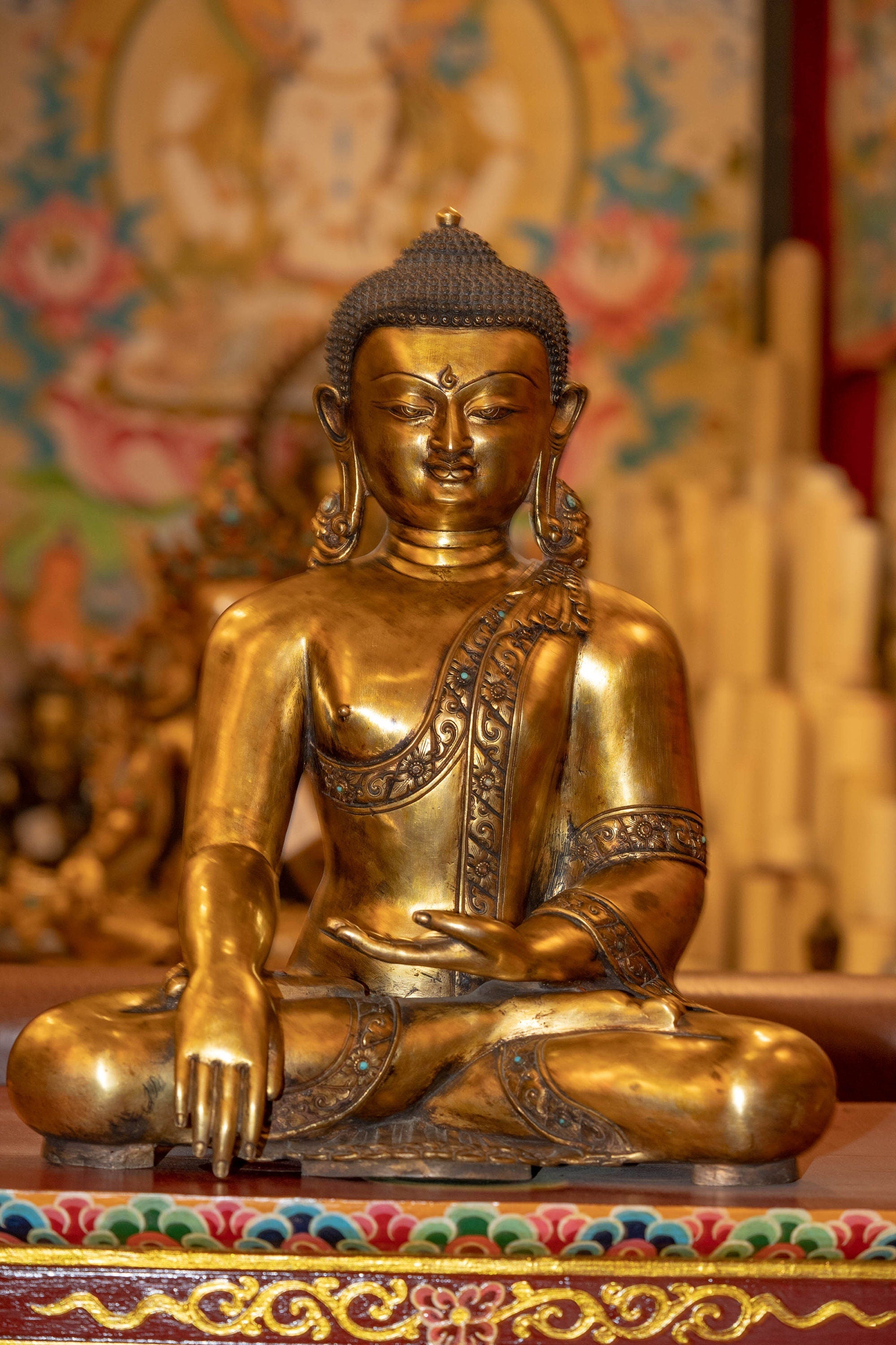 Gold Plated Shakyamuni Buddha Statue - Lucky Thanka