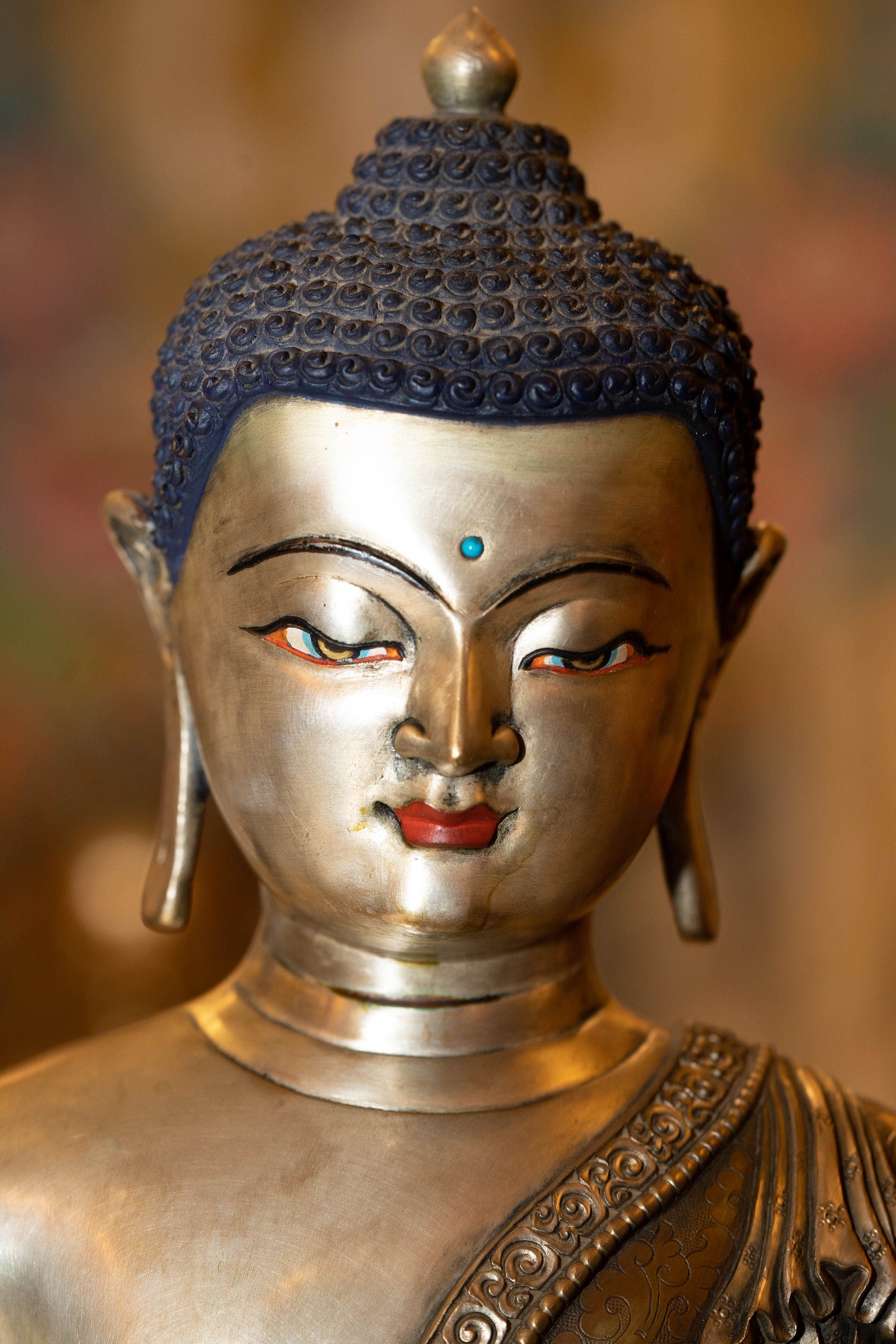 Silver Plated Shakyamuni Buddha Statue - Lucky Thanka