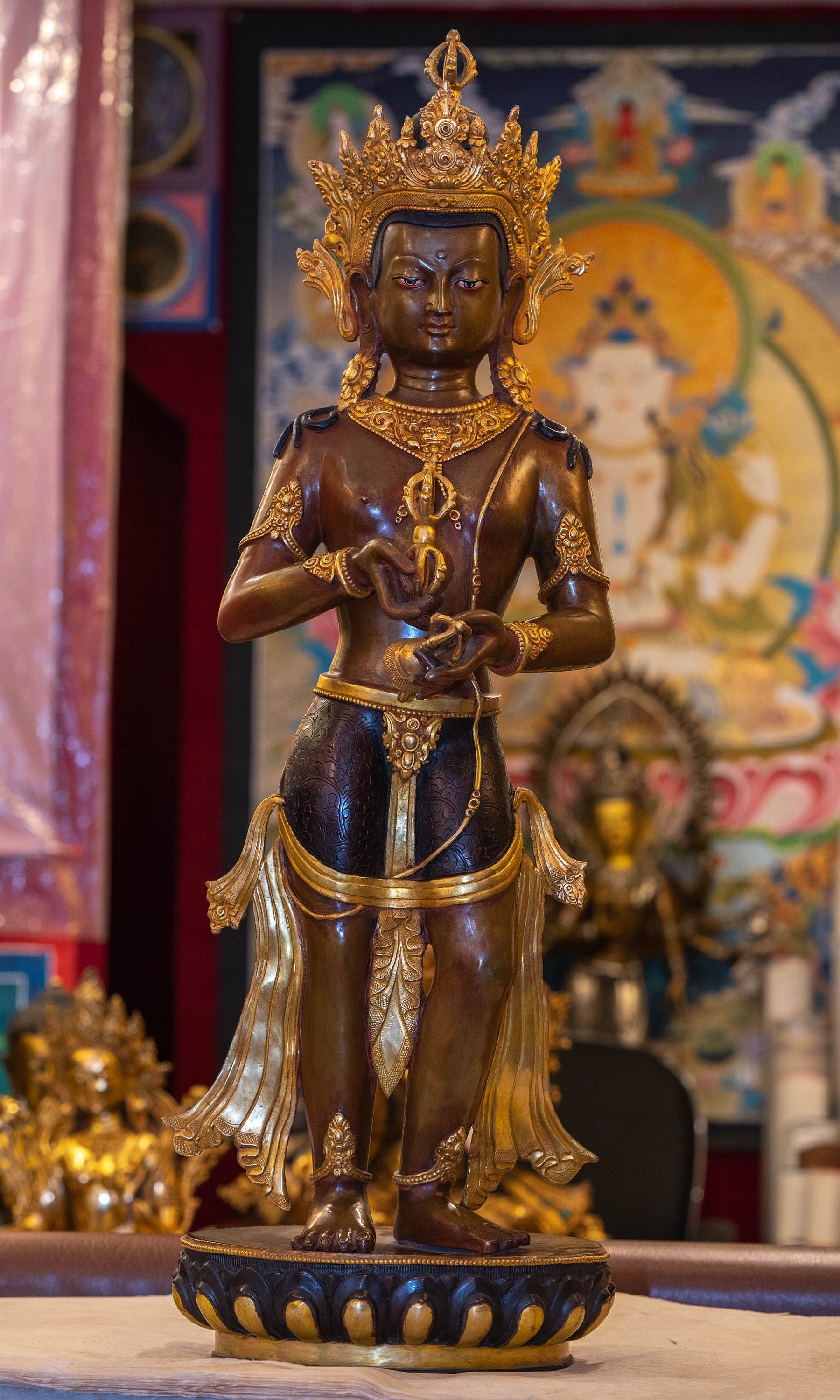 Silver Plated Bajrasattva Statue - Lucky Thanka