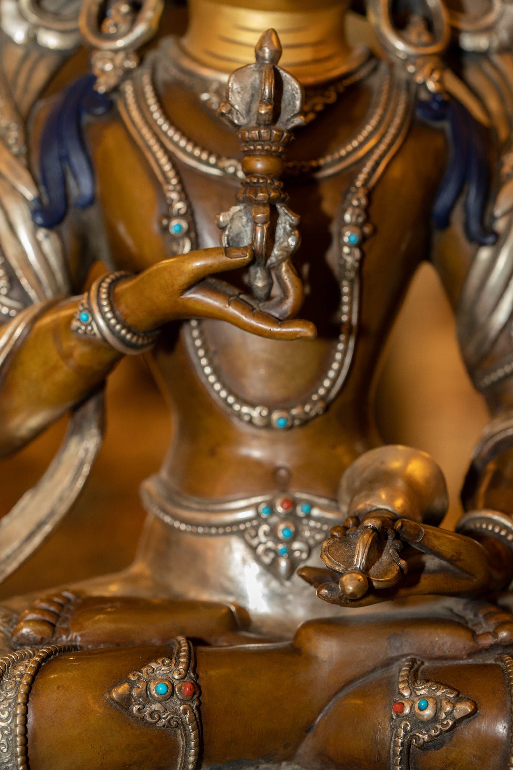 Gold Plated Bajrasattva Statue - Lucky Thanka