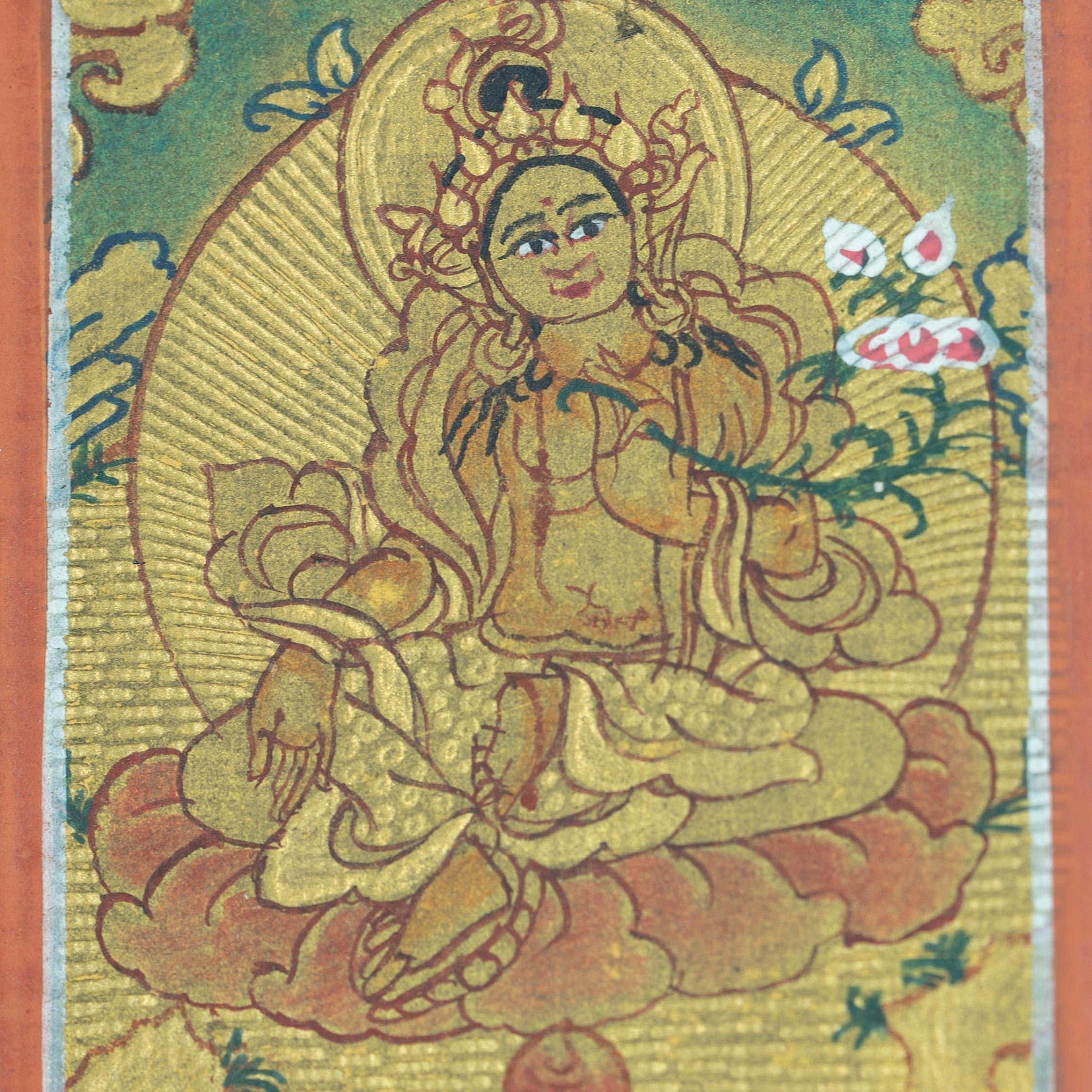Green Tara ( Deity of Compassion ) Ghau Thangka - Lucky Thanka