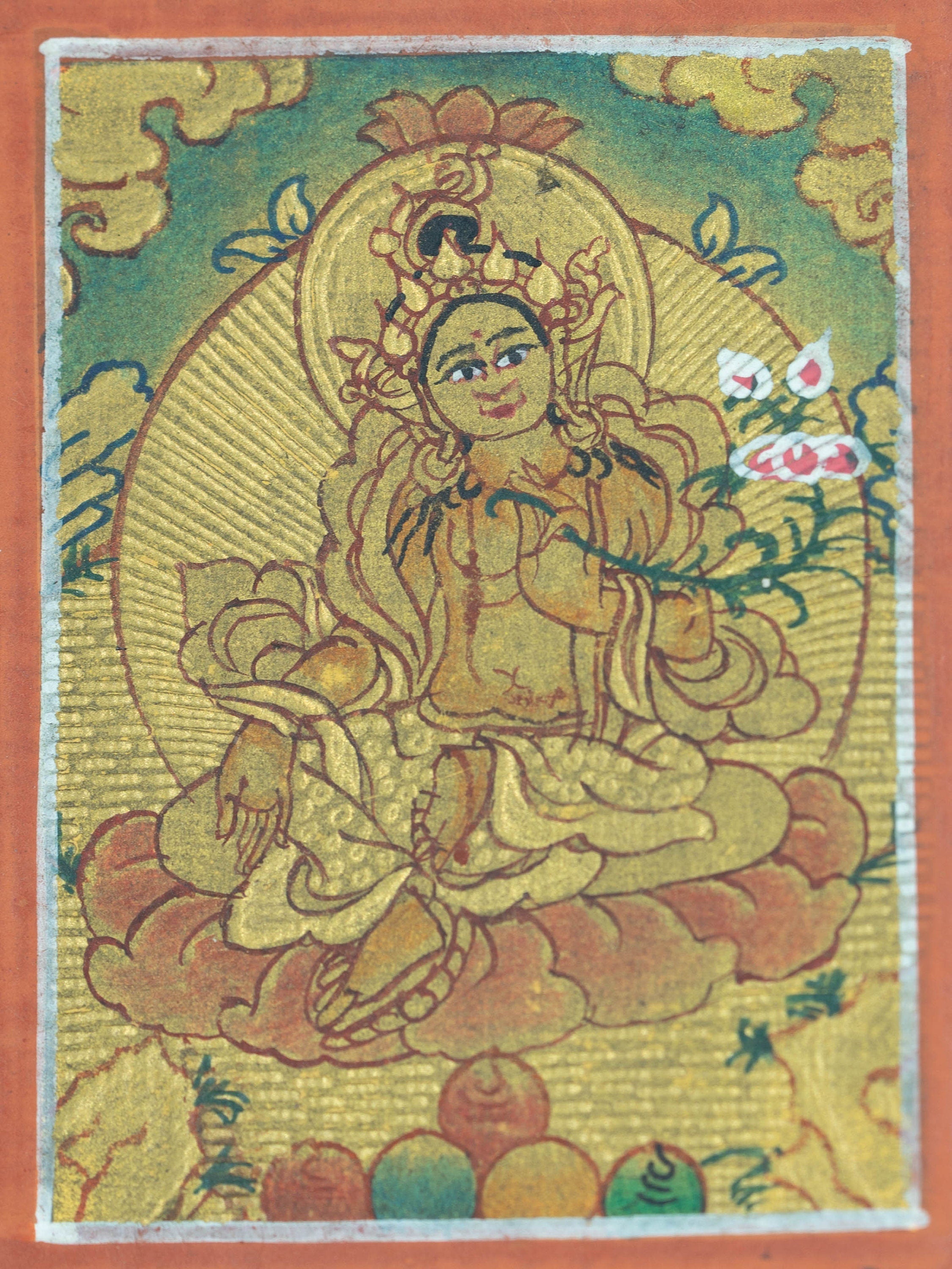 Green Tara ( Deity of Compassion ) Ghau Thangka - Lucky Thanka