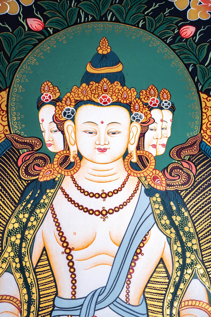 White Amitayus Buddha Thangka Painting - Lucky Thanka