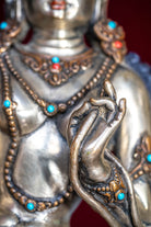 Silver Oxidised Green Tara Statue - Lucky Thanka