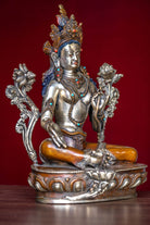 Silver Oxidised Green Tara Statue - Lucky Thanka