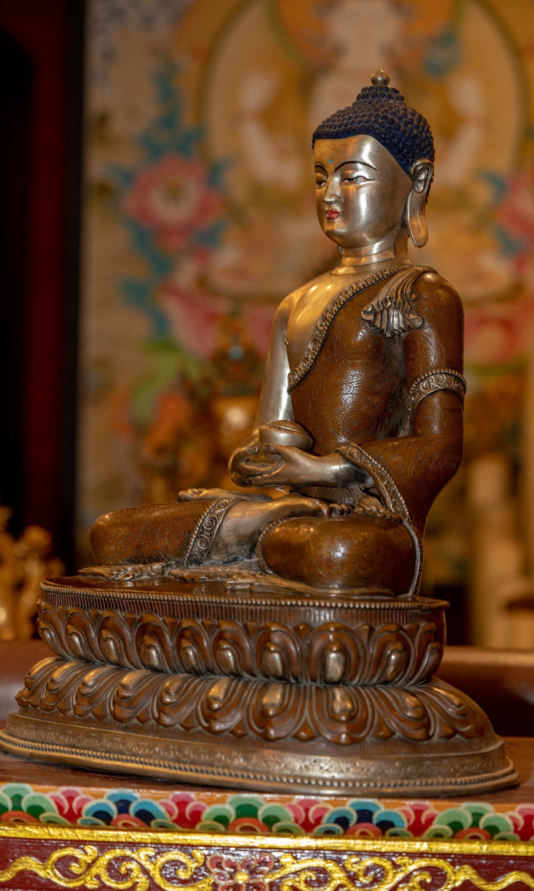 Silver Amitabha Buddha Statue of Long Life - Lucky Thanka