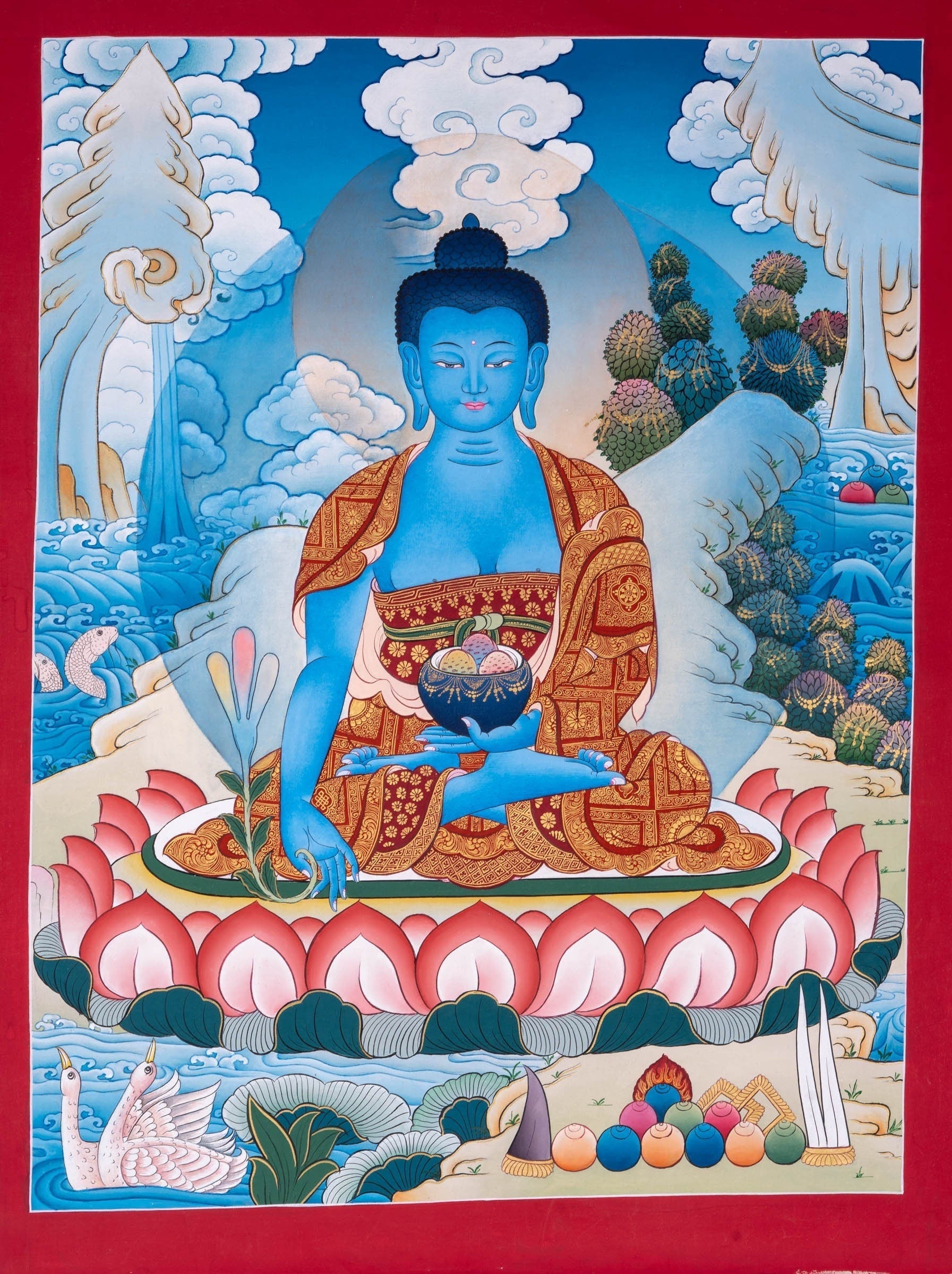 Medicine Buddha Tibetan Thangka Painting - Lucky Thanka