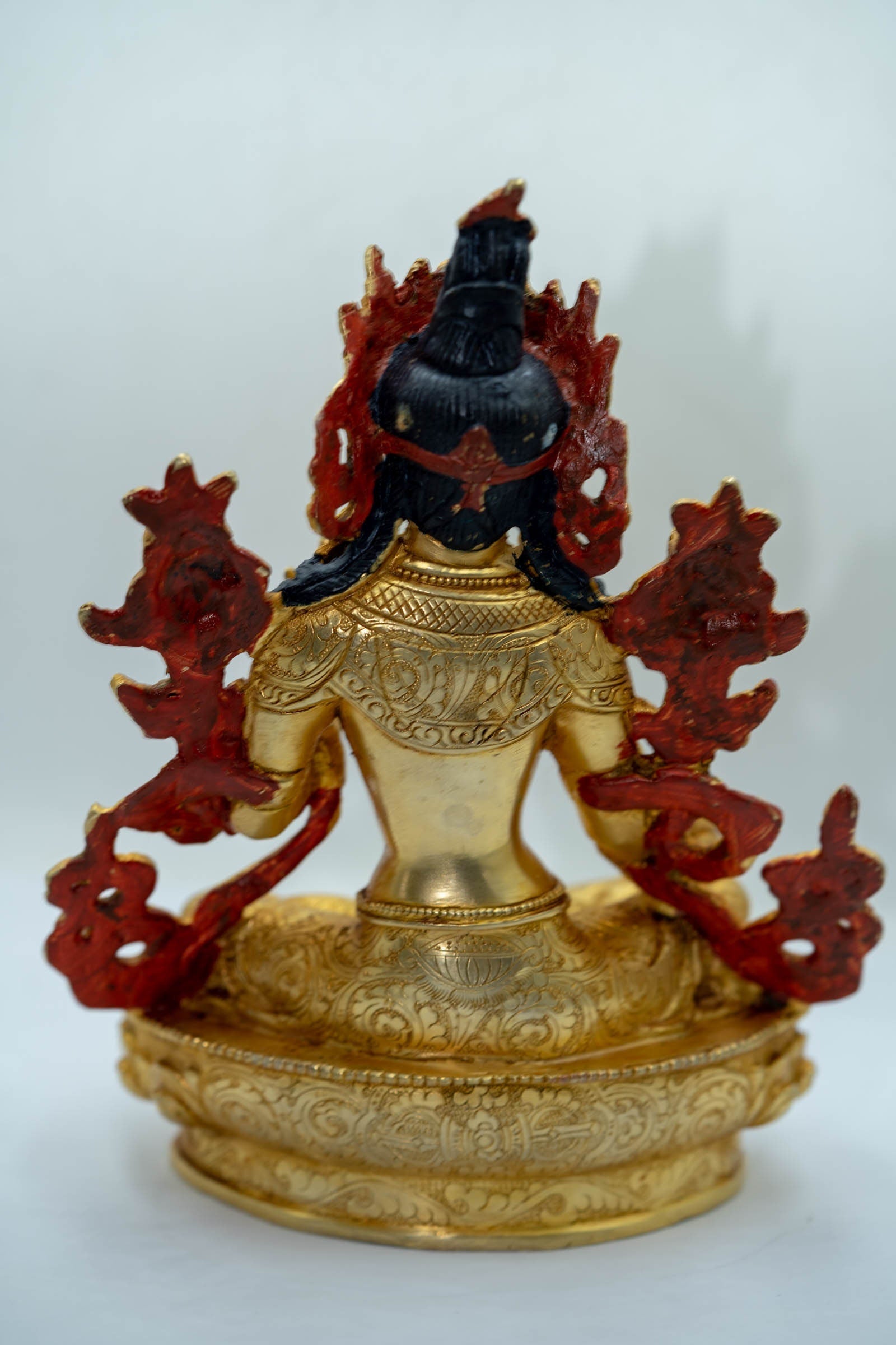 Handcrafted Green Tara Statue with Gold Plating - Lucky Thanka