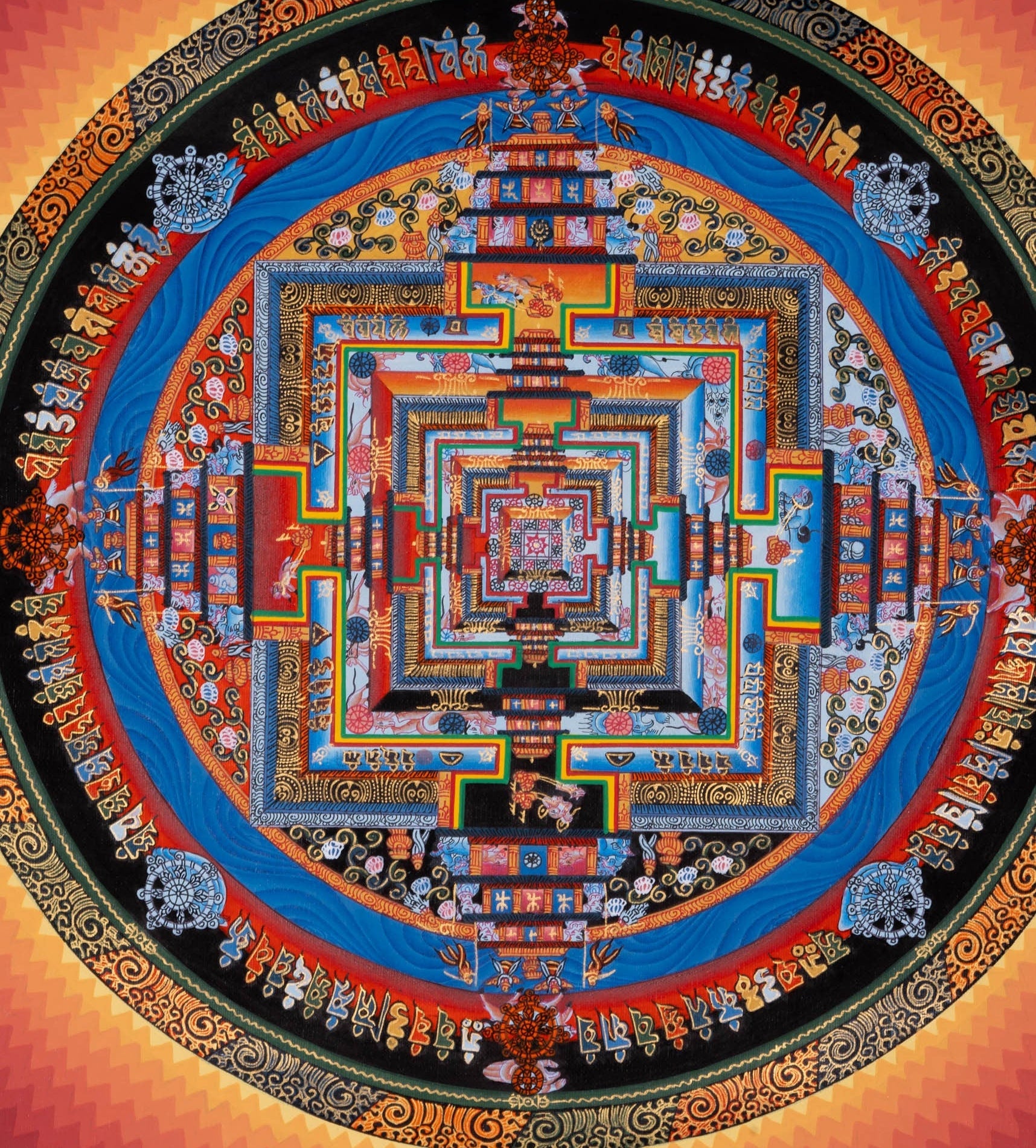 Lotus Kalachakra Mandala Thangka - Lucky Thanka