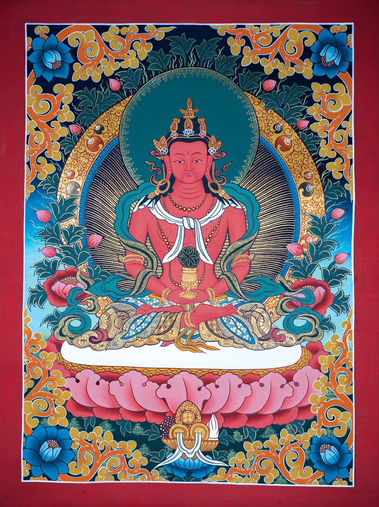 Buddha of Infinite Light - Amitayus Buddha Thangka - Lucky Thanka