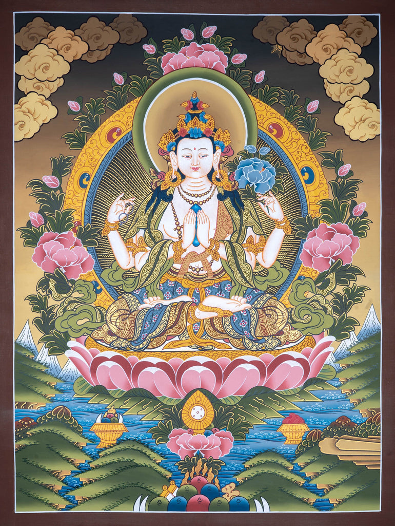 Bodhisattva of Compassion -  Chengresi Thangka painting - Lucky Thanka