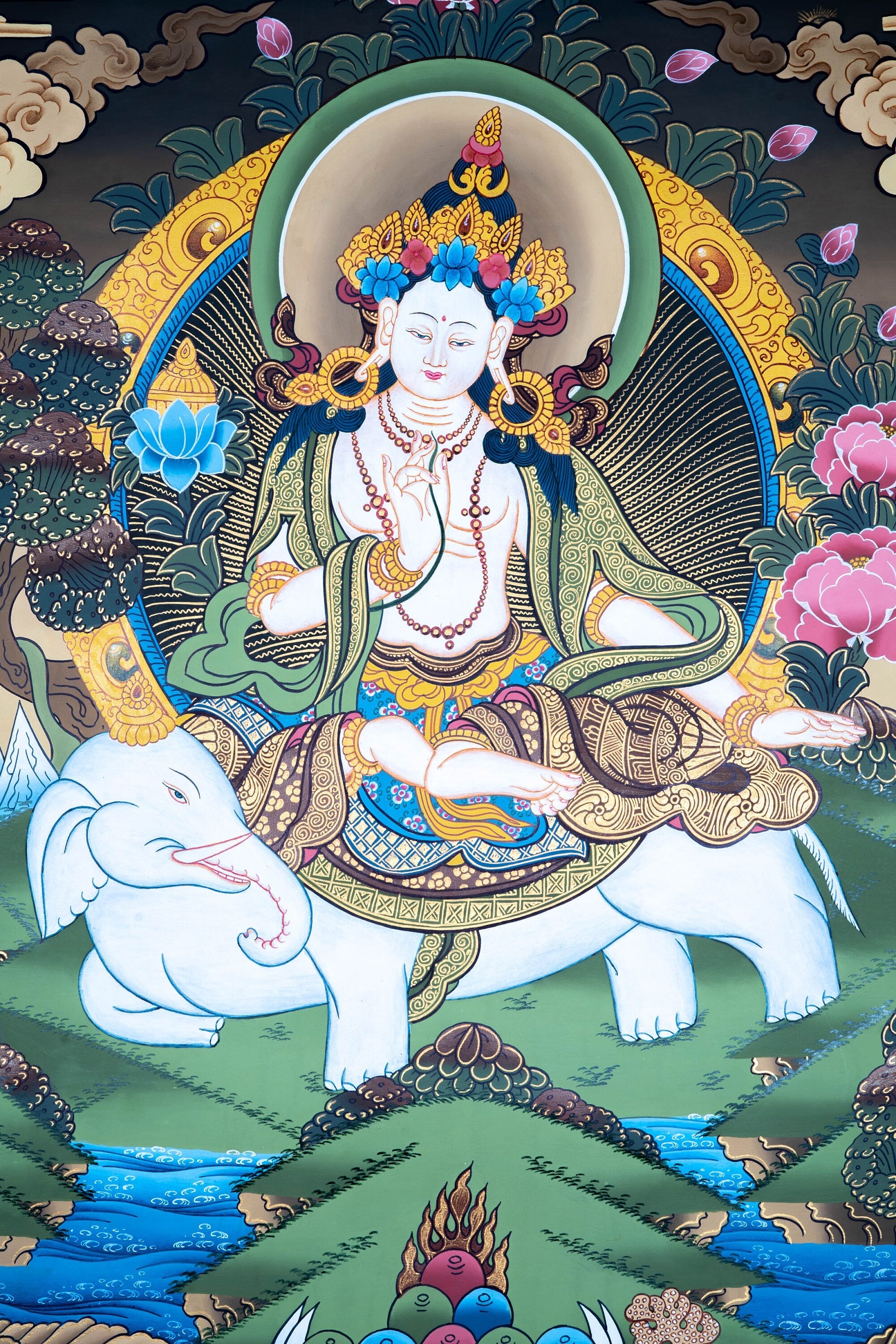 Beautiful Master Piece of Tara on Elephant Thangka - Lucky Thanka