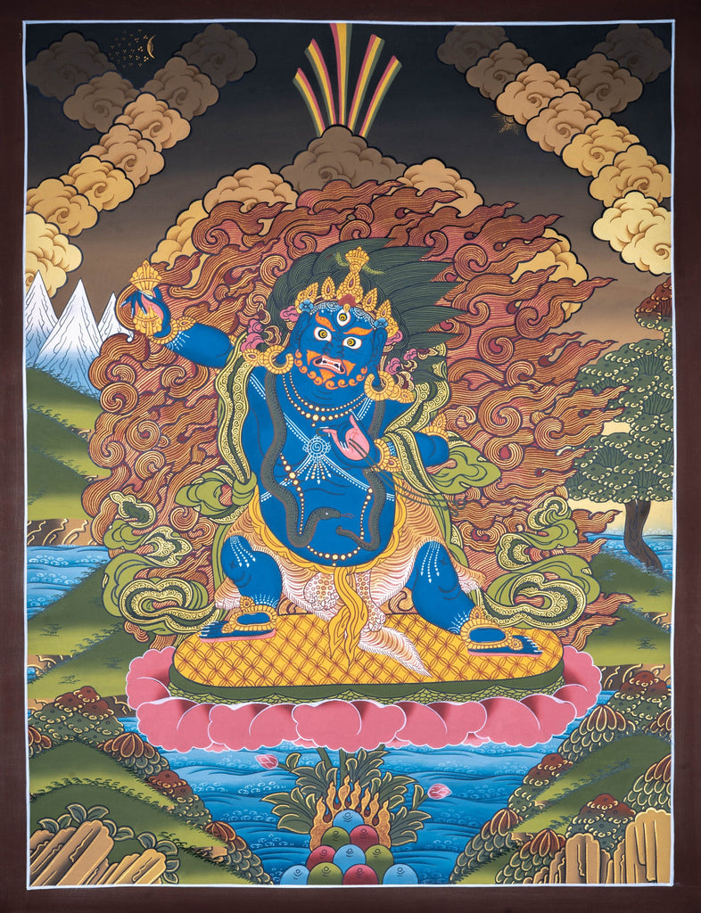 Vajrapani Buddhist Practitioner Painting - Lucky Thanka