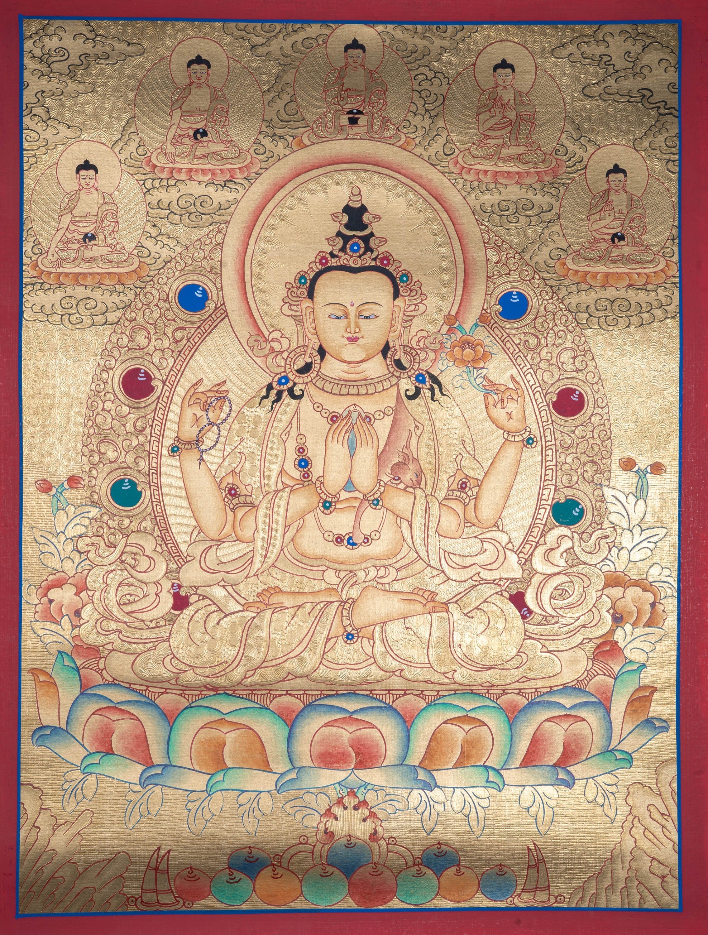 Lyap Chengresi Bodhisattva Thangka Painting - Lucky Thanka