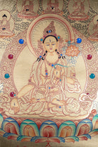 White Tara with Five Buddhas Thangka - Lucky Thanka