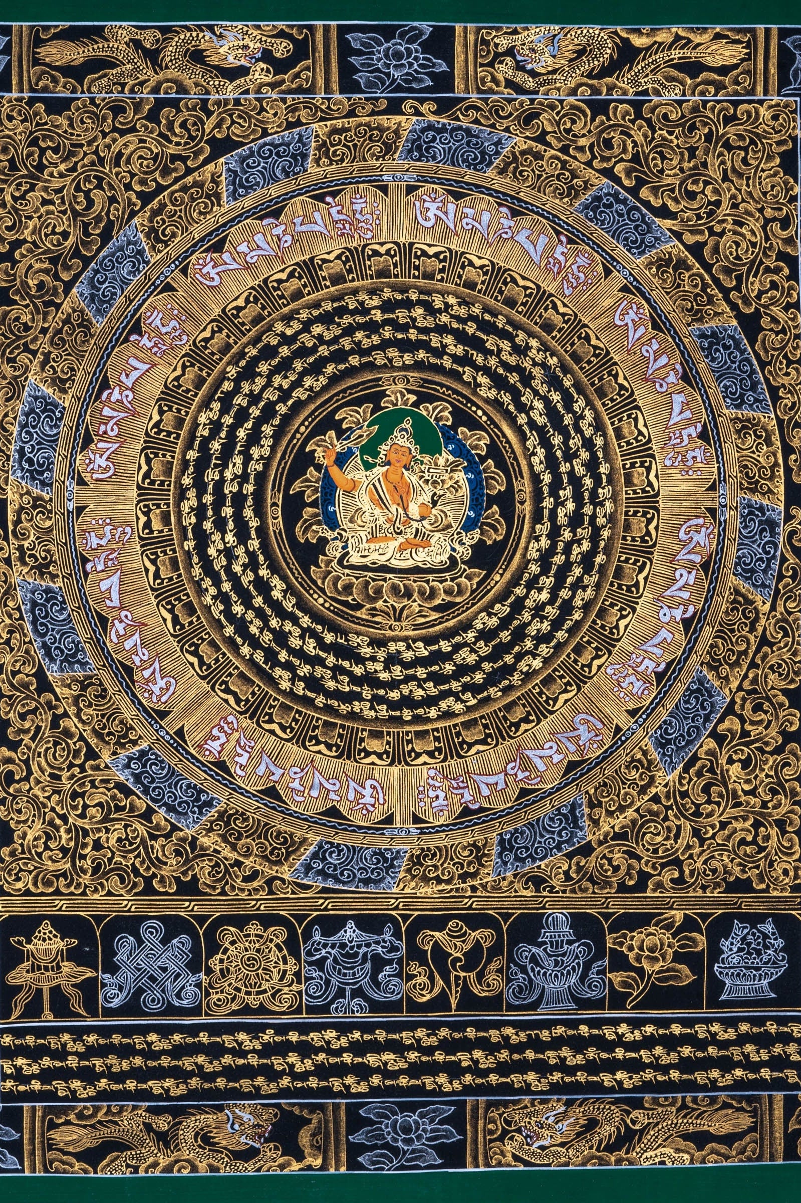 Om Mantra Mandala with Manjushri Thangka Painting - Lucky Thanka