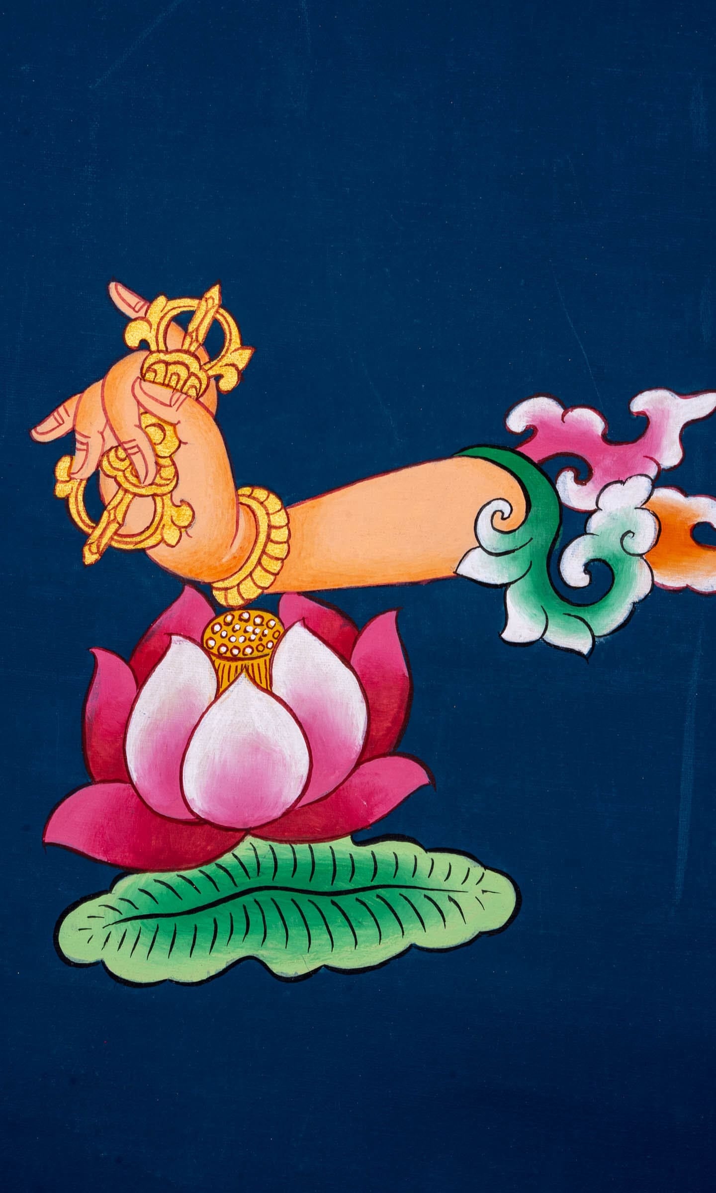 Guru Rinpoche Hand Gesture Thangka Painting - Lucky Thanka