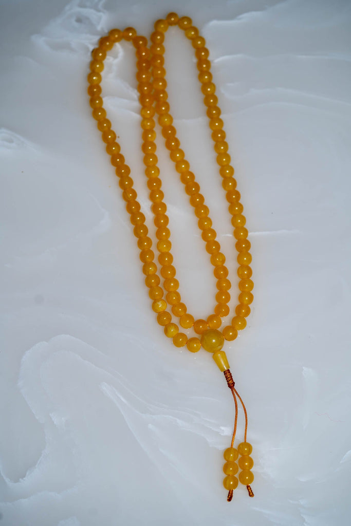 Amber Buddhist Mala Rosary Prayer 108 Beads - Lucky Thanka