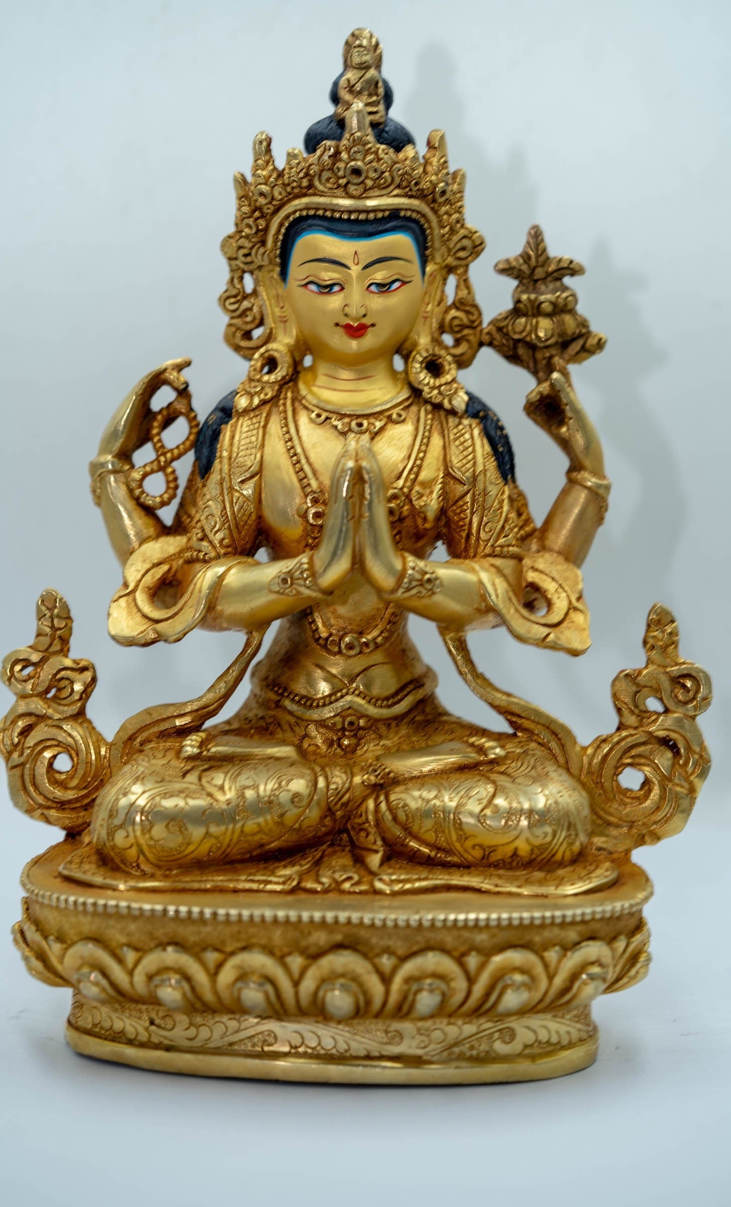 Chenrezig Bodhisattva Gold Plated Statue - Lucky Thanka