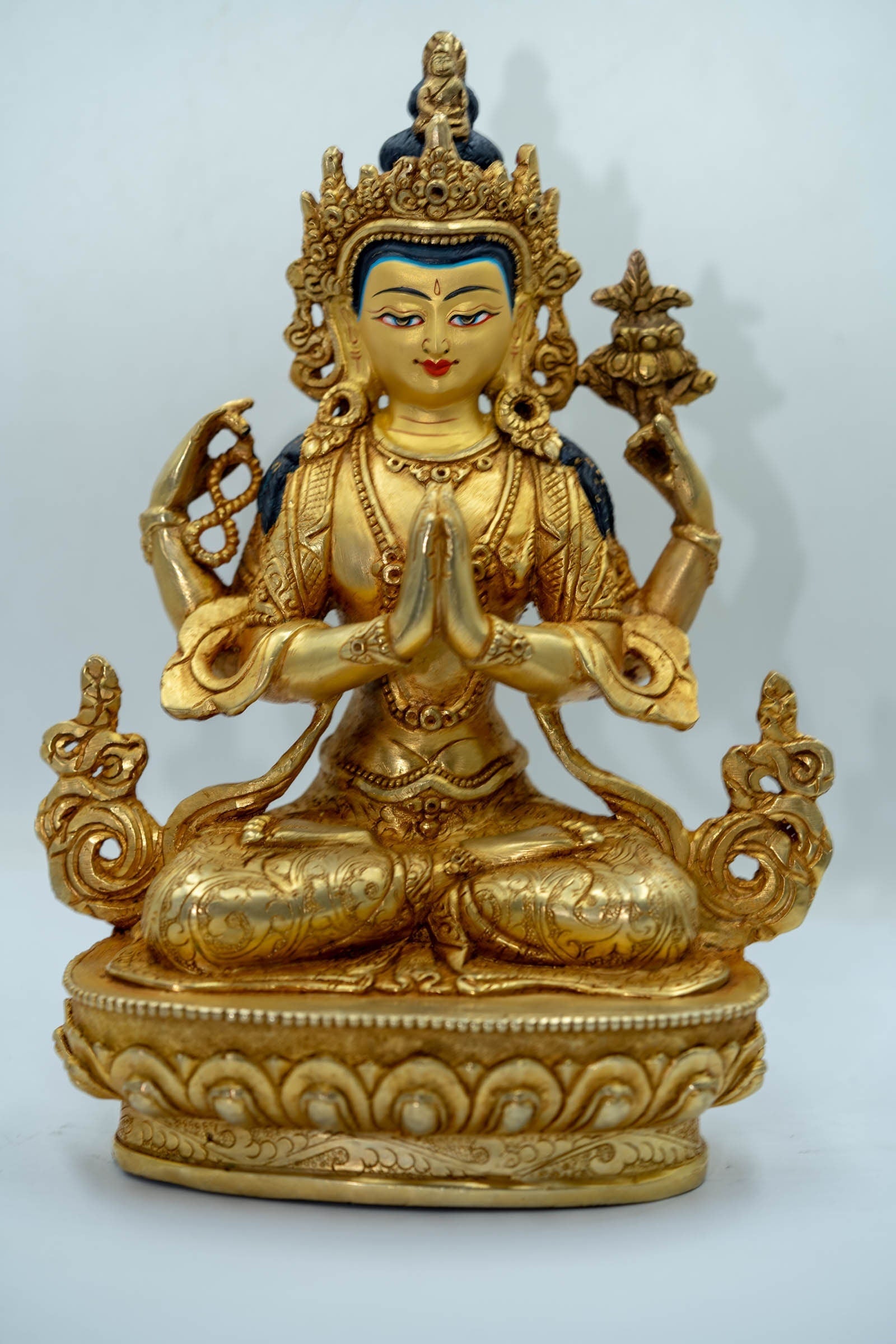 Chenrezig Bodhisattva Gold Plated Statue - Lucky Thanka