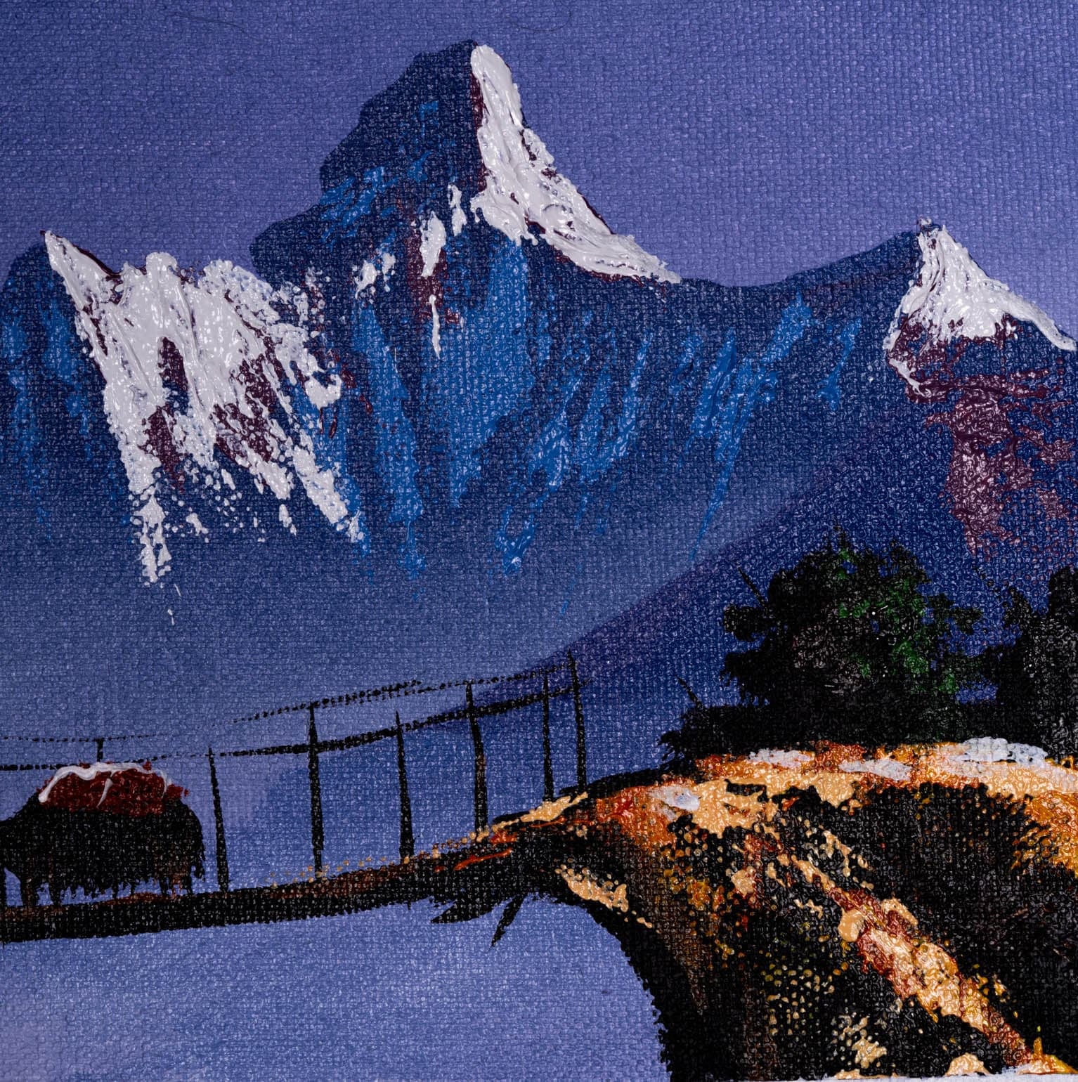 Oil Painting of Mount Ama Dablam & Mount Everest - Lucky Thanka