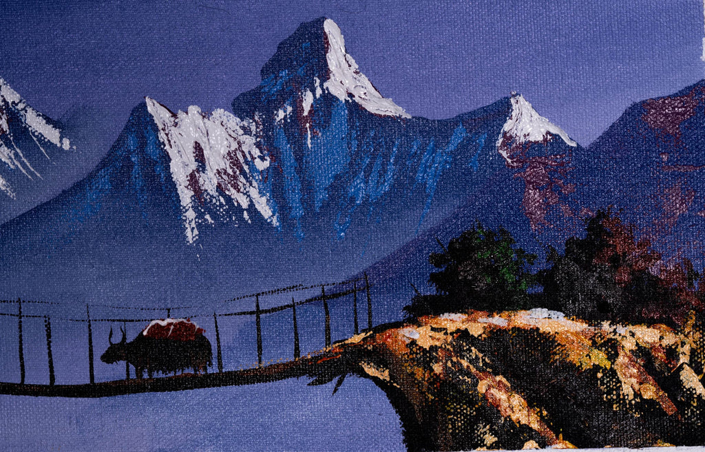 Oil Painting of Mount Ama Dablam & Mount Everest - Lucky Thanka